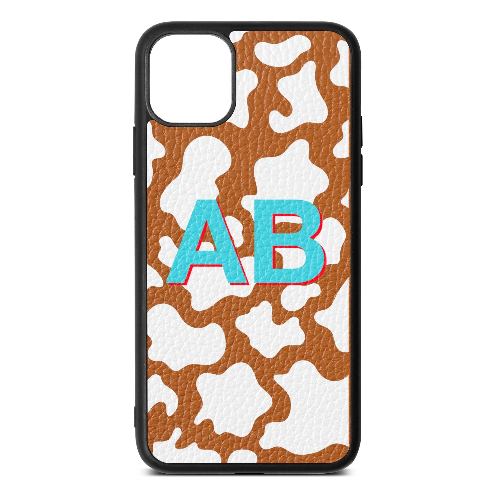 Personalised Cow Print Tan Pebble Leather iPhone 11 Pro Max Case