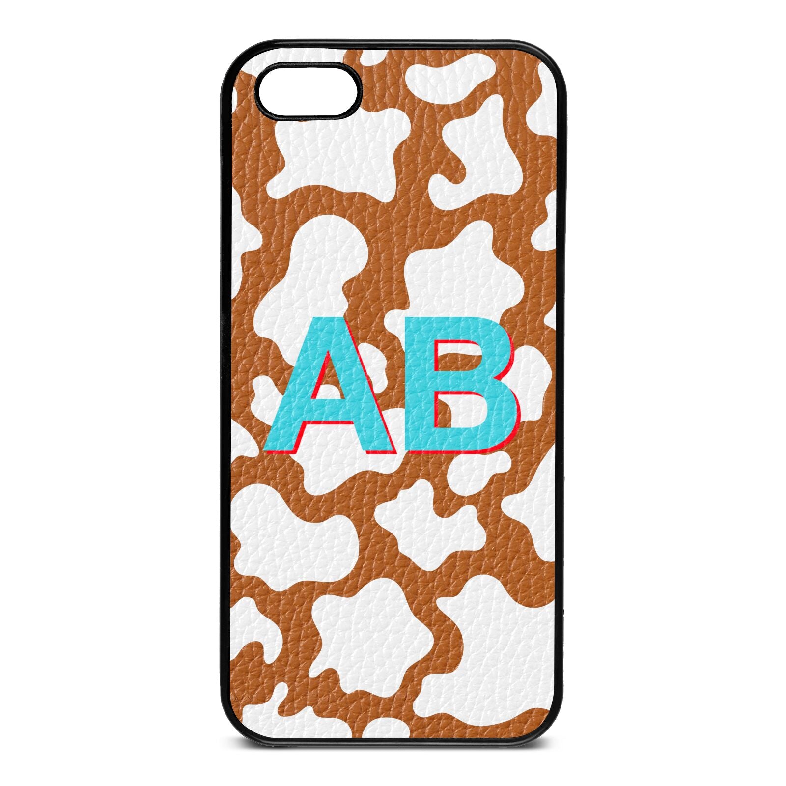 Personalised Cow Print Tan Pebble Leather iPhone 5 Case