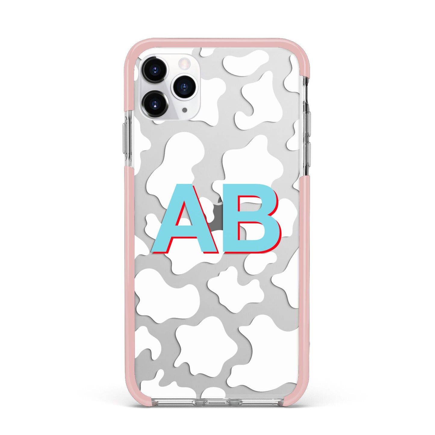 Personalised Cow Print iPhone 11 Pro Max Impact Pink Edge Case