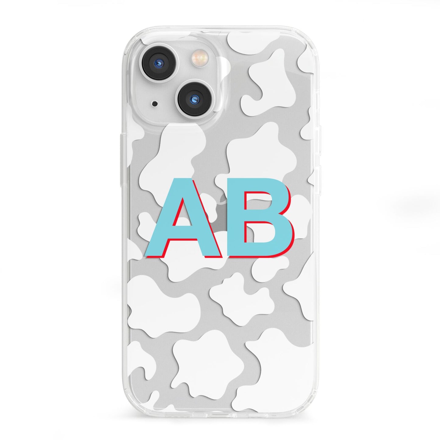 Personalised Cow Print iPhone 13 Mini Clear Bumper Case