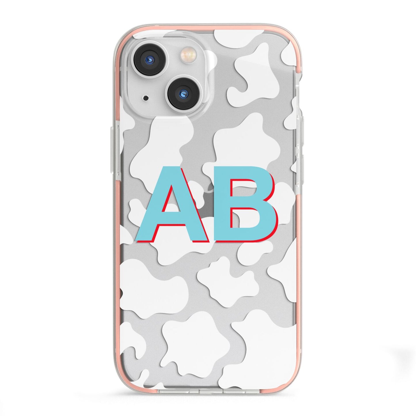 Personalised Cow Print iPhone 13 Mini TPU Impact Case with Pink Edges