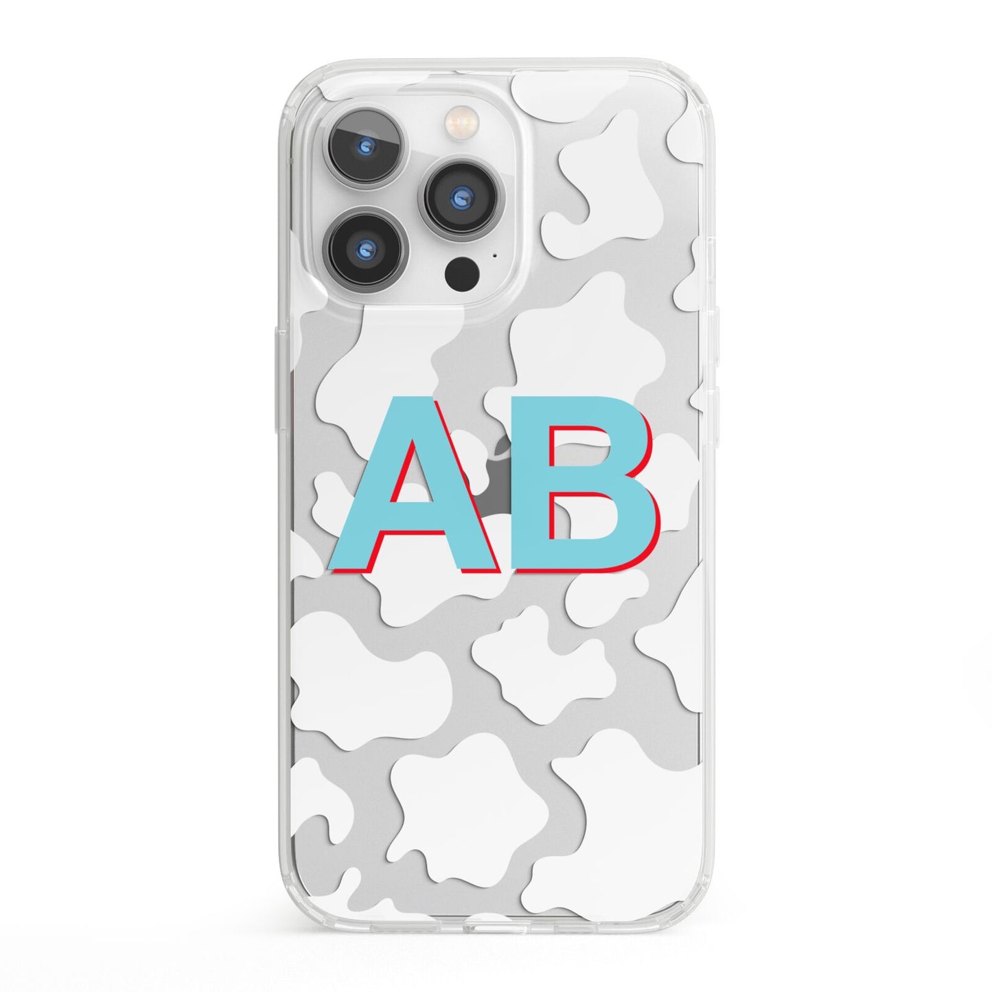 Personalised Cow Print iPhone 13 Pro Clear Bumper Case