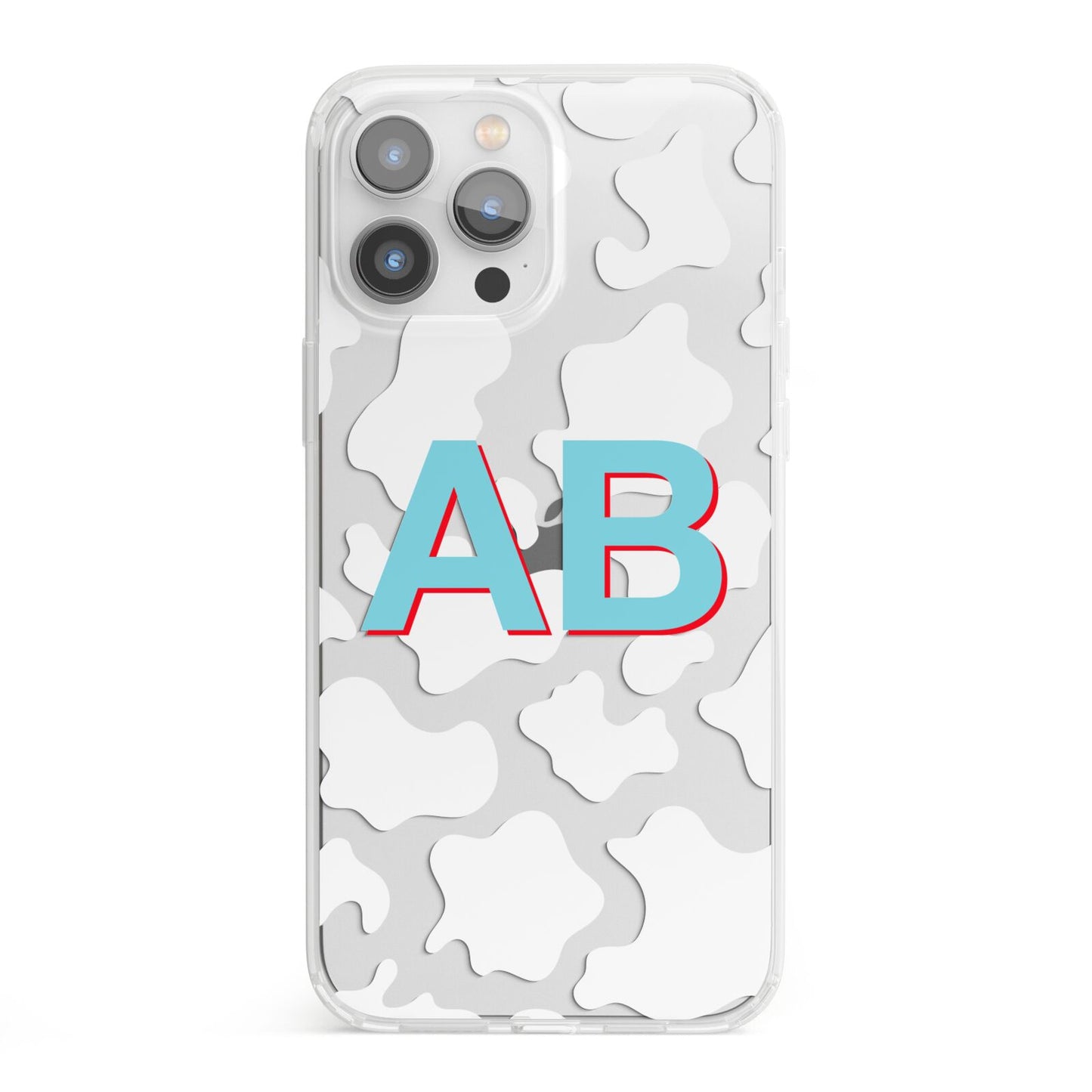 Personalised Cow Print iPhone 13 Pro Max Clear Bumper Case