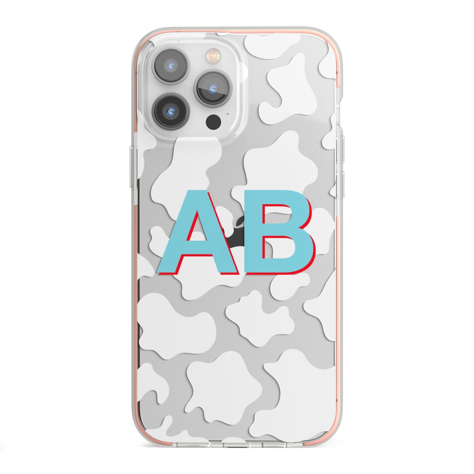 Personalised Cow Print iPhone 13 Pro Max TPU Impact Case with Pink Edges