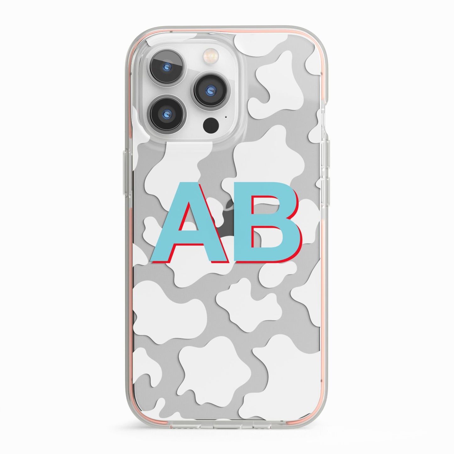 Personalised Cow Print iPhone 13 Pro TPU Impact Case with Pink Edges