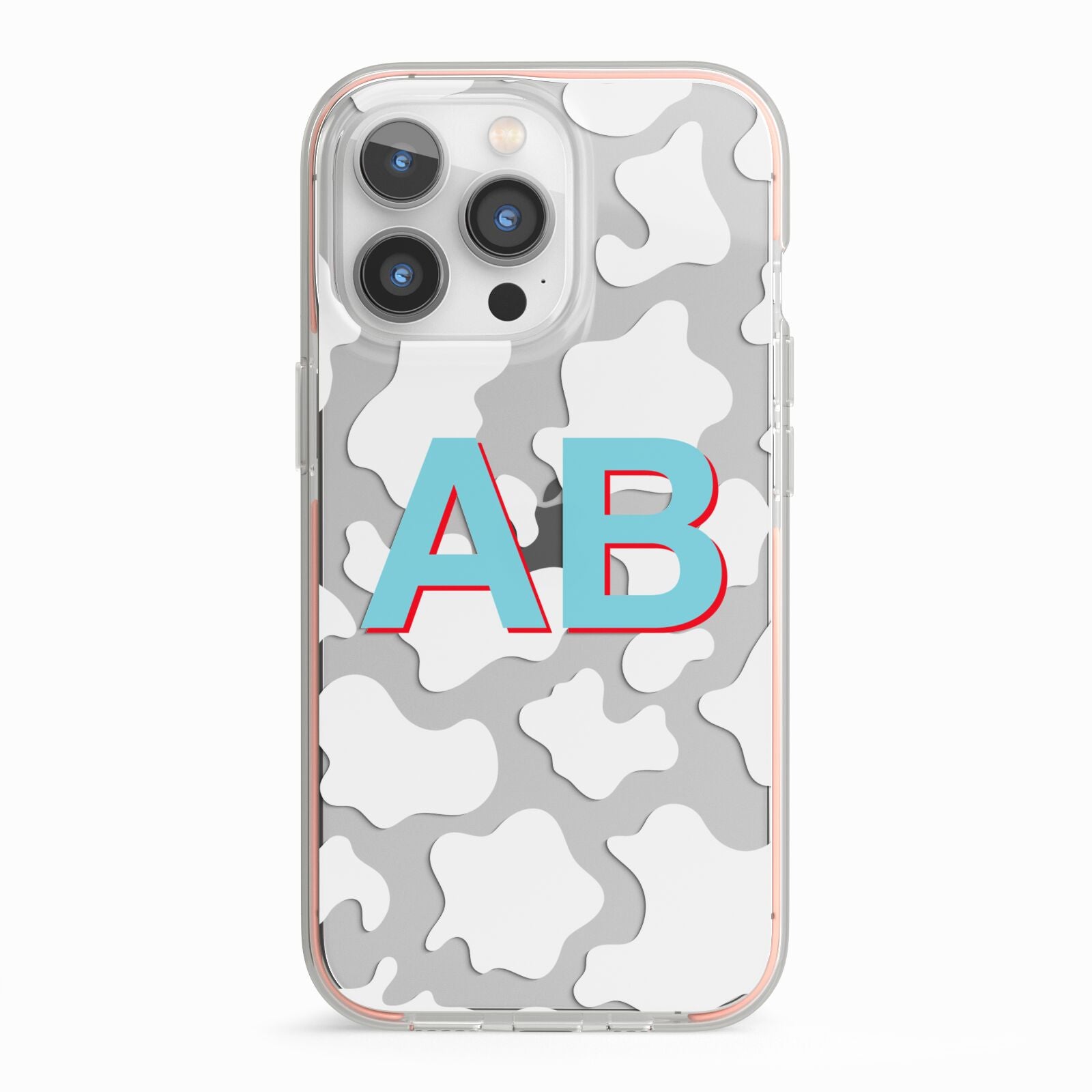 Personalised Cow Print iPhone 13 Pro TPU Impact Case with Pink Edges