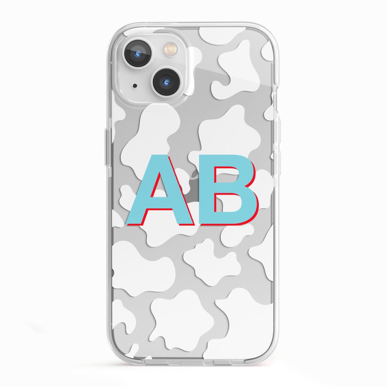 Personalised Cow Print iPhone 13 TPU Impact Case with White Edges