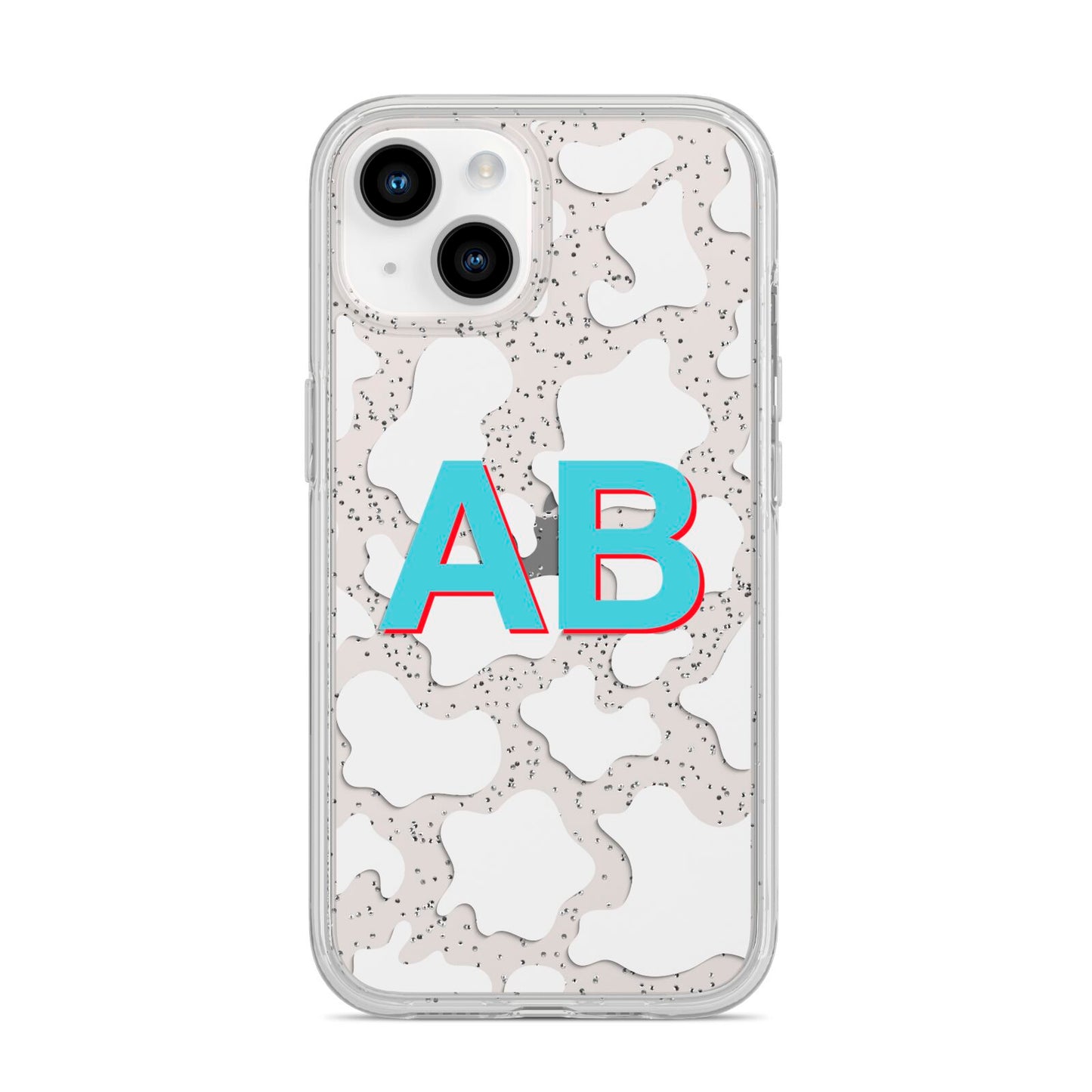 Personalised Cow Print iPhone 14 Glitter Tough Case Starlight