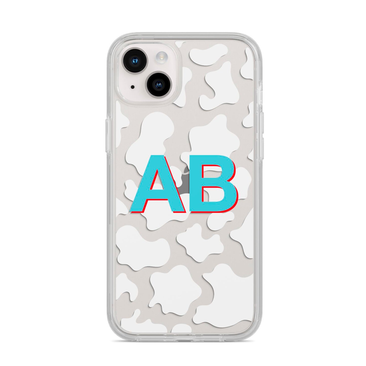 Personalised Cow Print iPhone 14 Plus Clear Tough Case Starlight