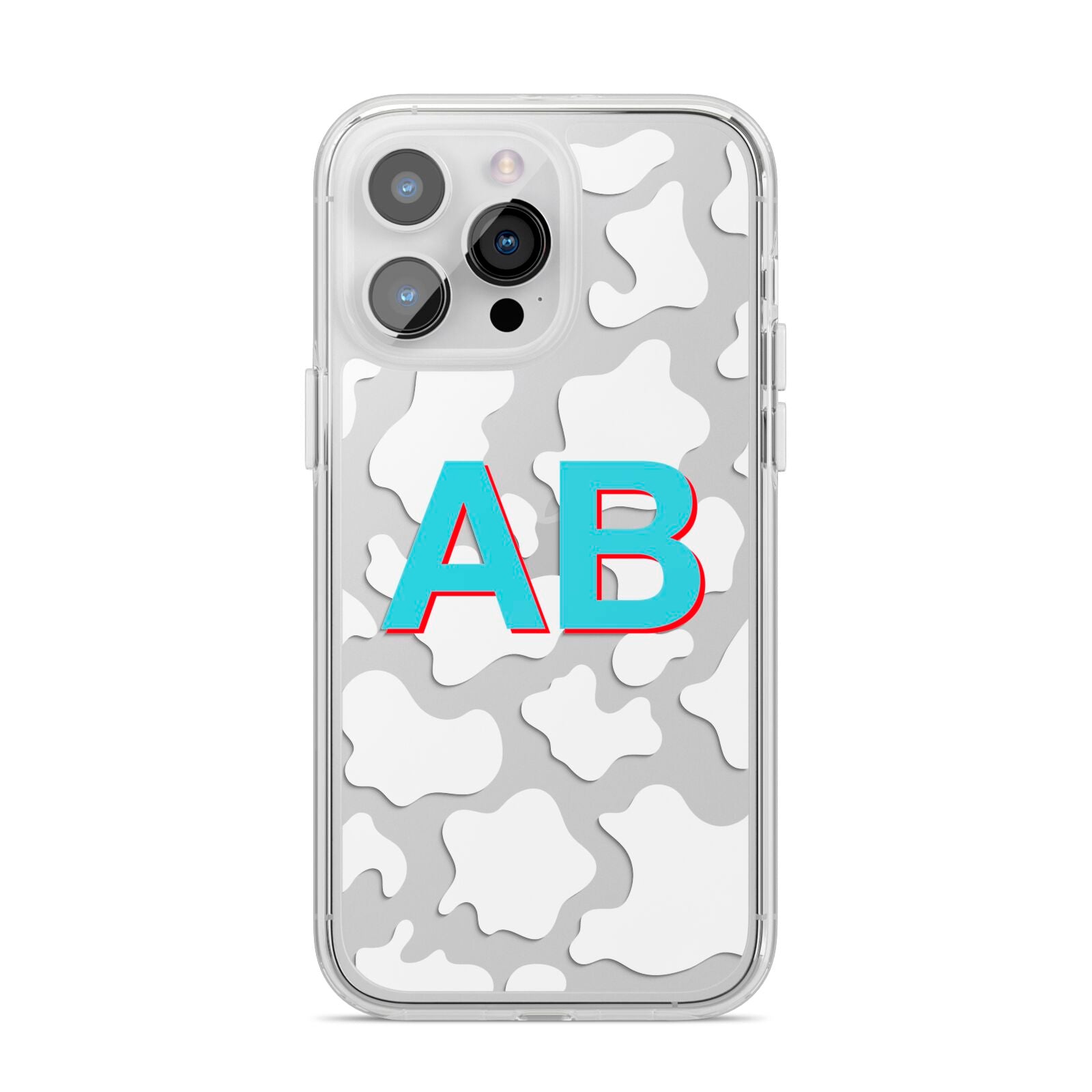 Personalised Cow Print iPhone 14 Pro Max Clear Tough Case Silver