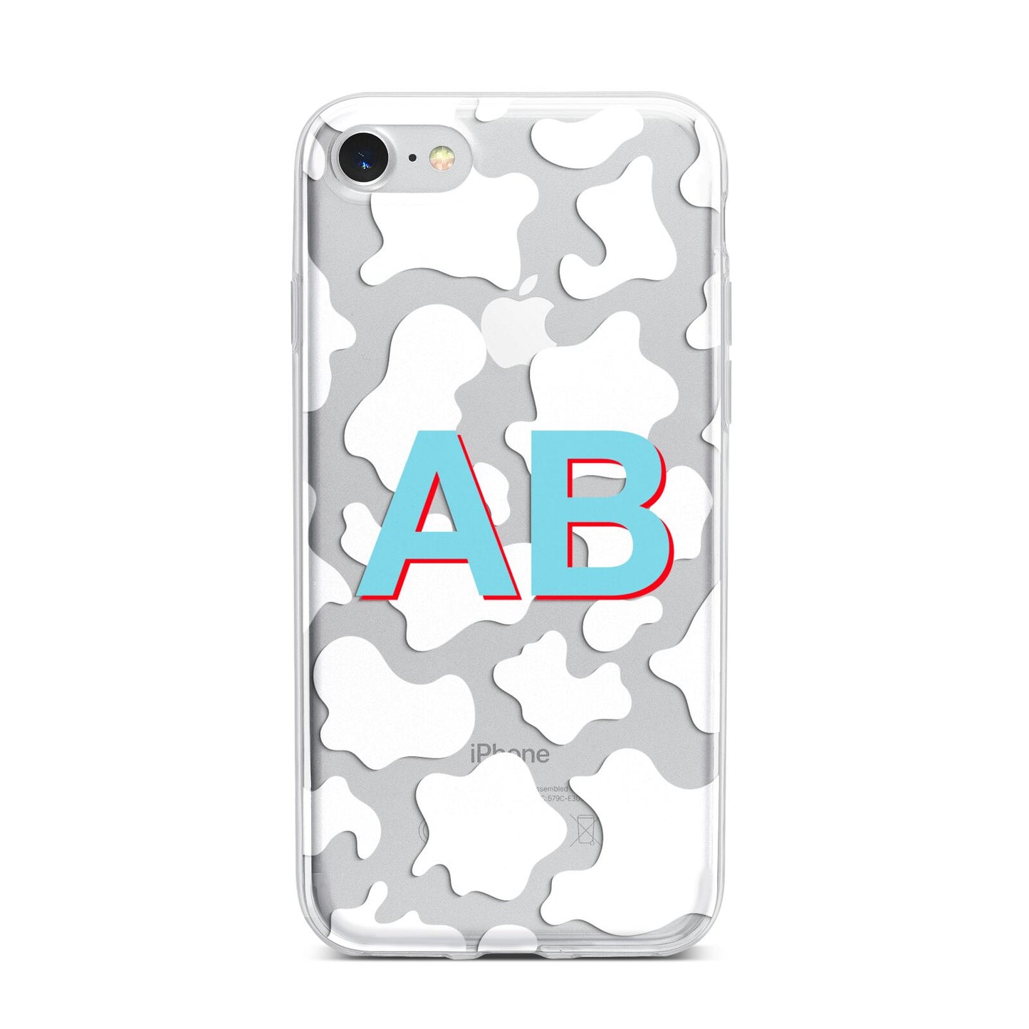 Personalised Cow Print iPhone 7 Bumper Case on Silver iPhone