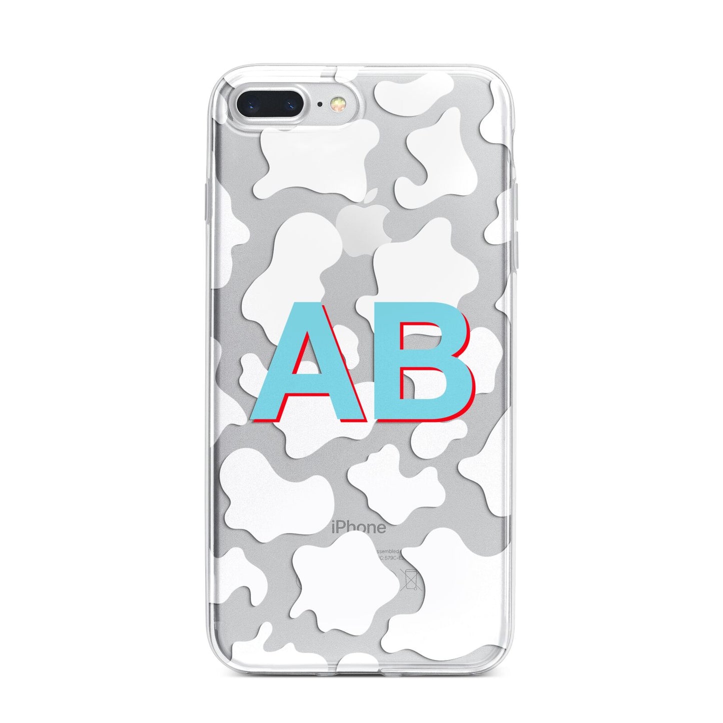 Personalised Cow Print iPhone 7 Plus Bumper Case on Silver iPhone