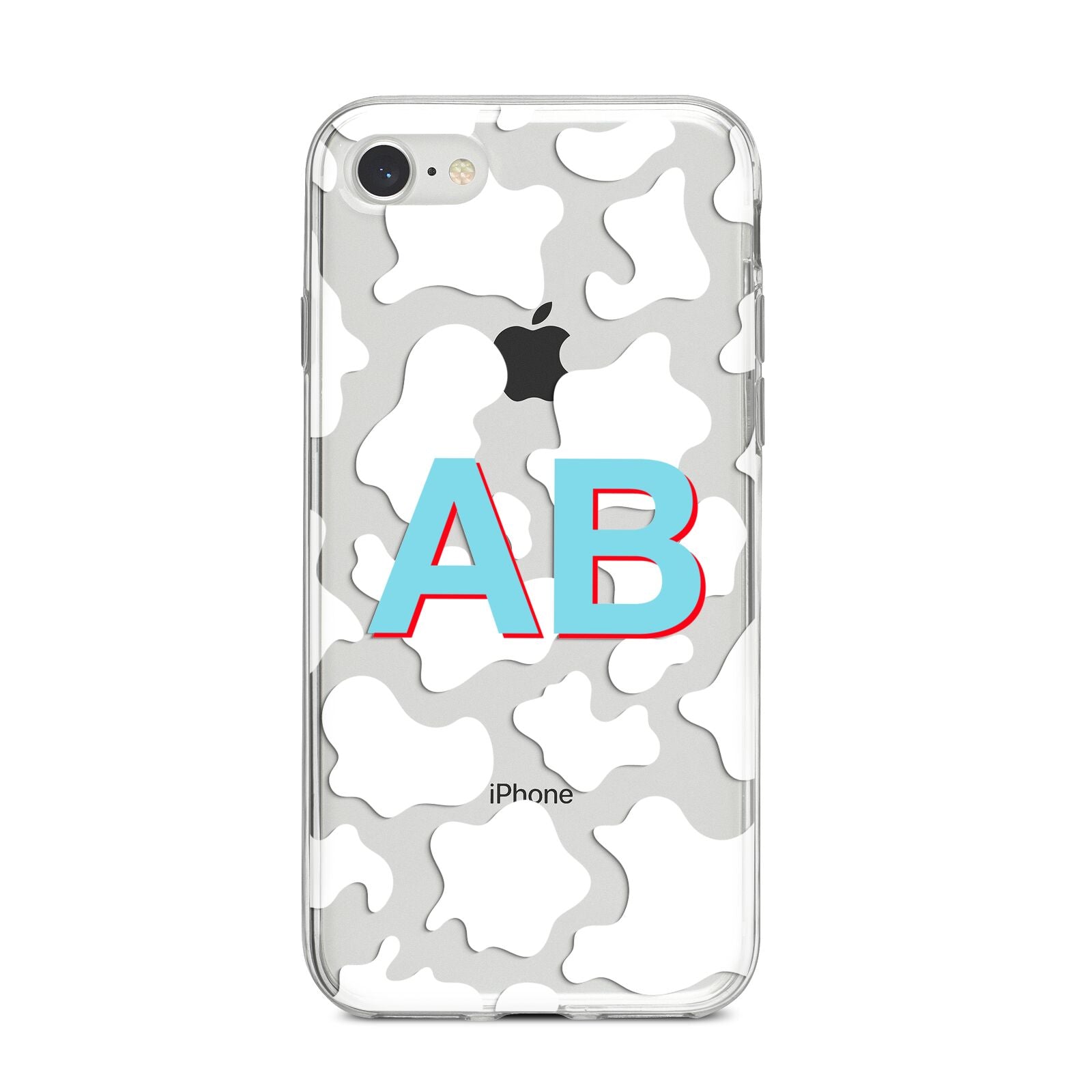 Personalised Cow Print iPhone 8 Bumper Case on Silver iPhone