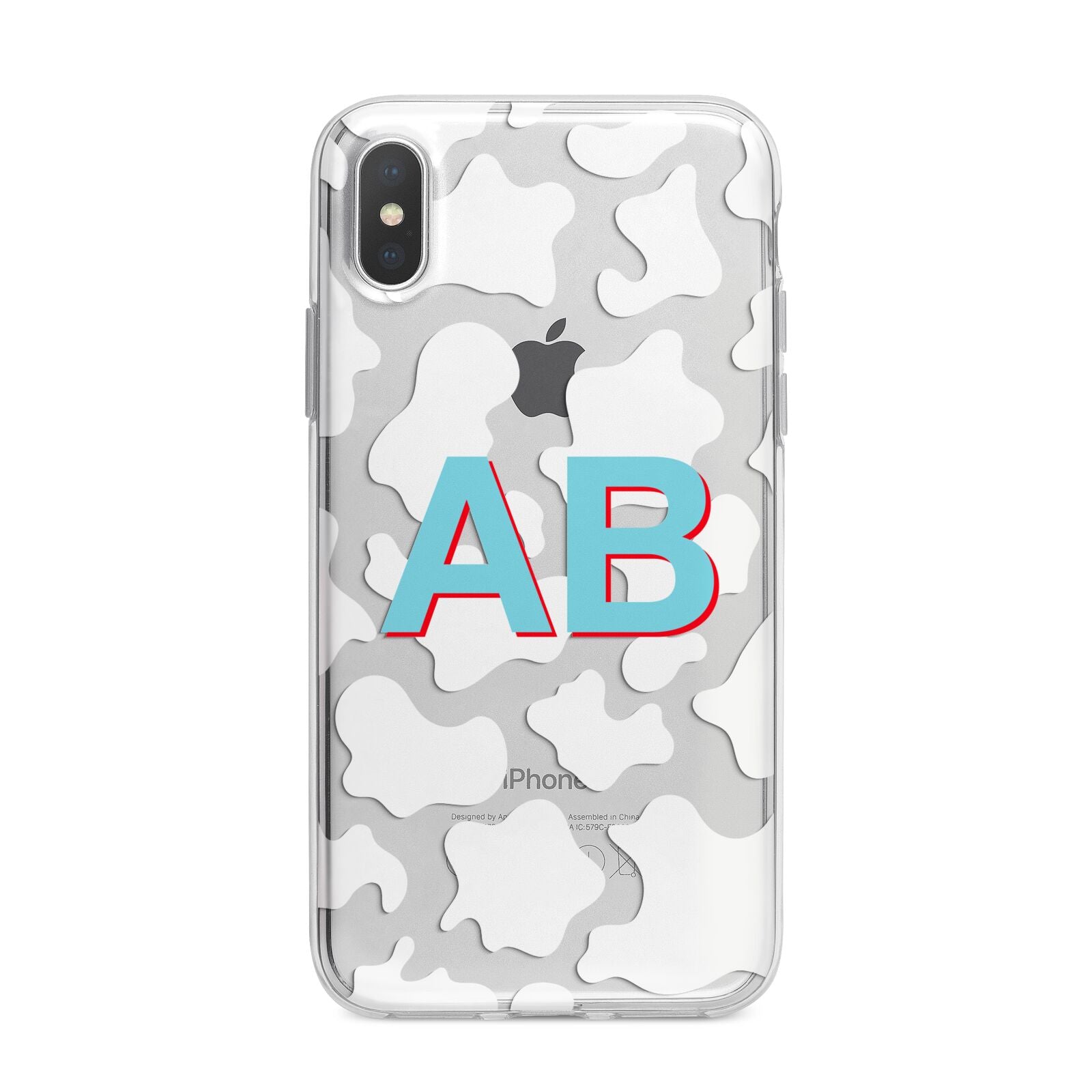 Personalised Cow Print iPhone X Bumper Case on Silver iPhone Alternative Image 1