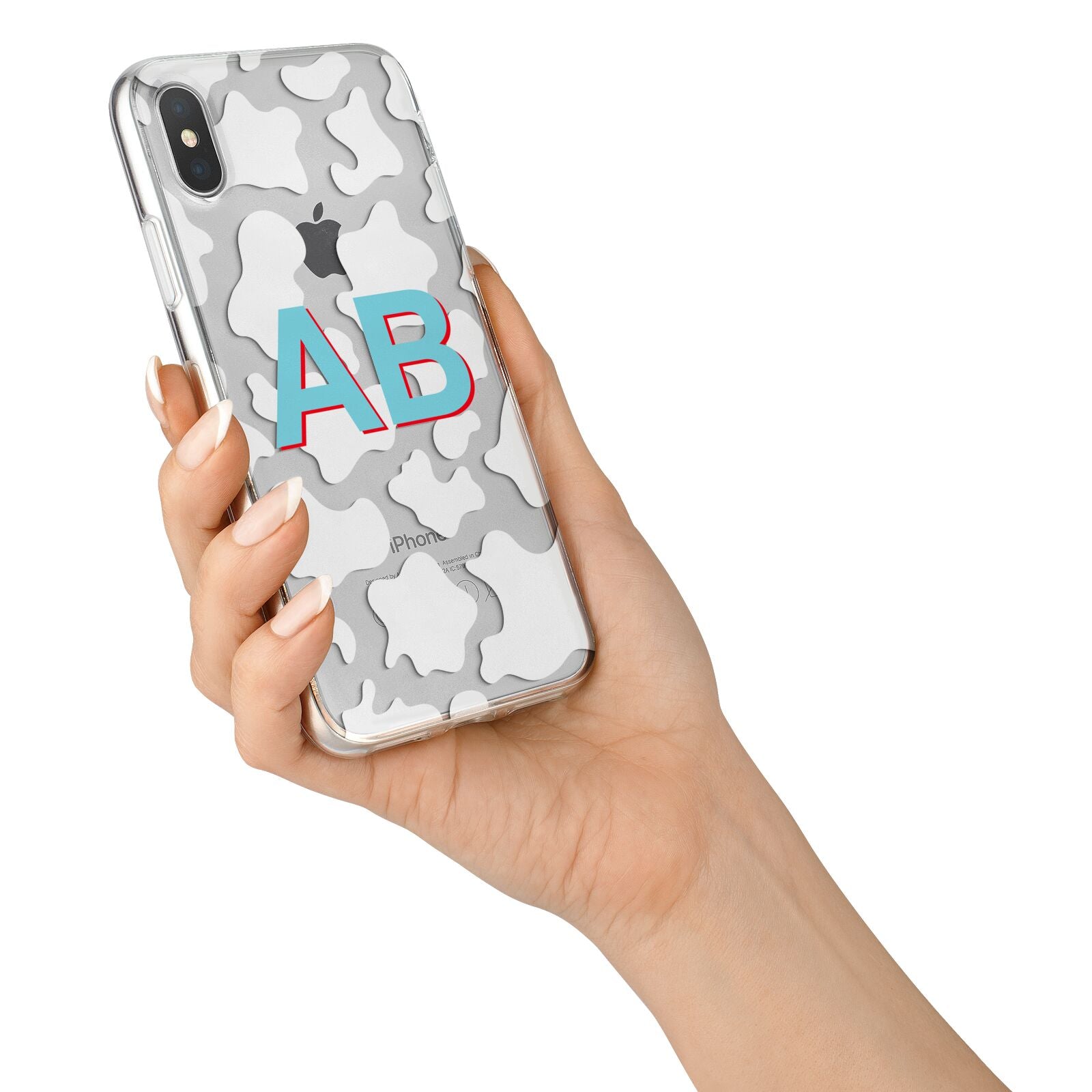 Personalised Cow Print iPhone X Bumper Case on Silver iPhone Alternative Image 2