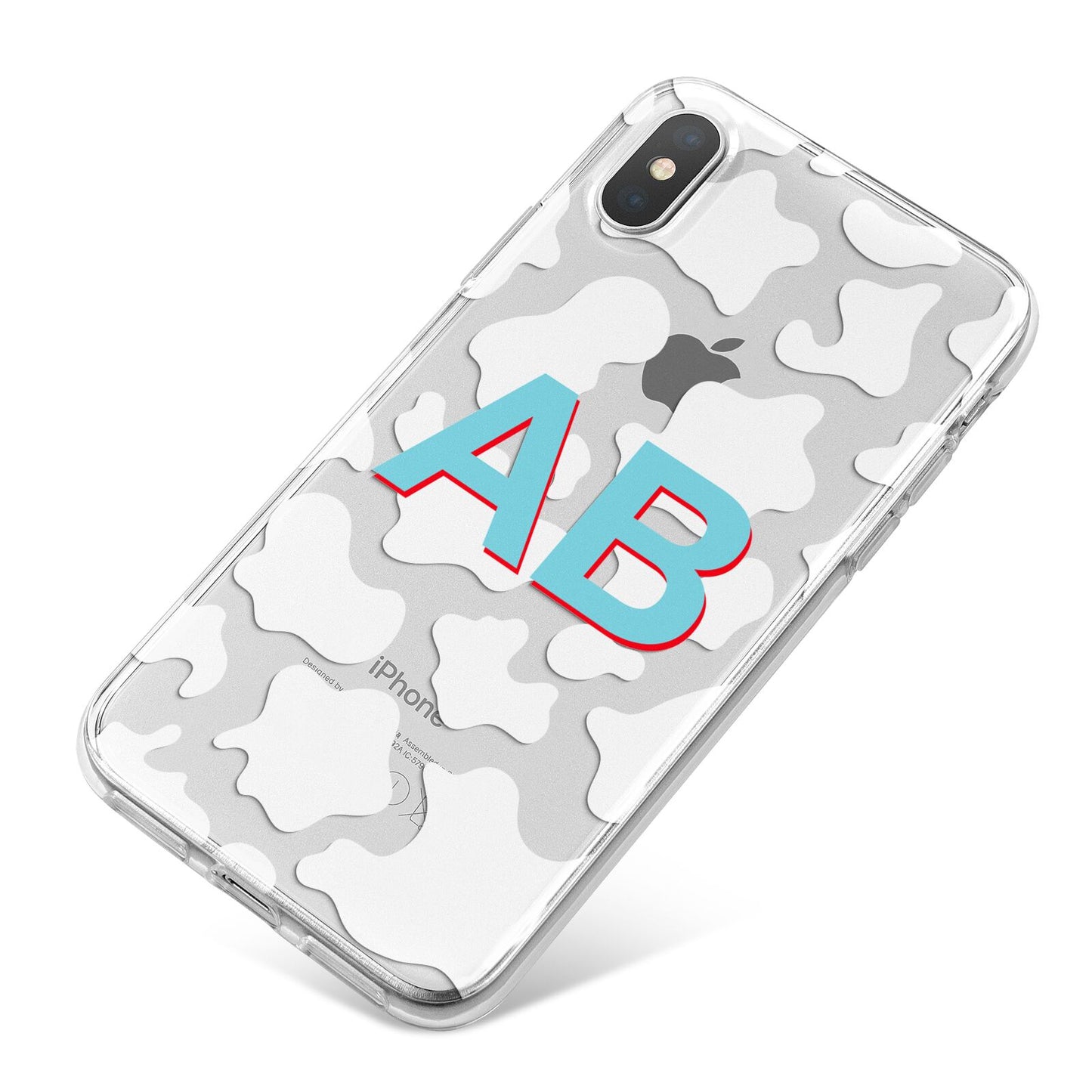 Personalised Cow Print iPhone X Bumper Case on Silver iPhone