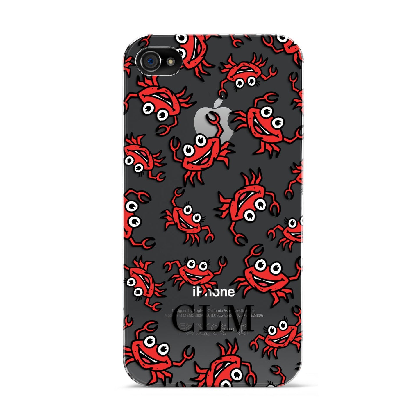 Personalised Crab Initials Clear Apple iPhone 4s Case
