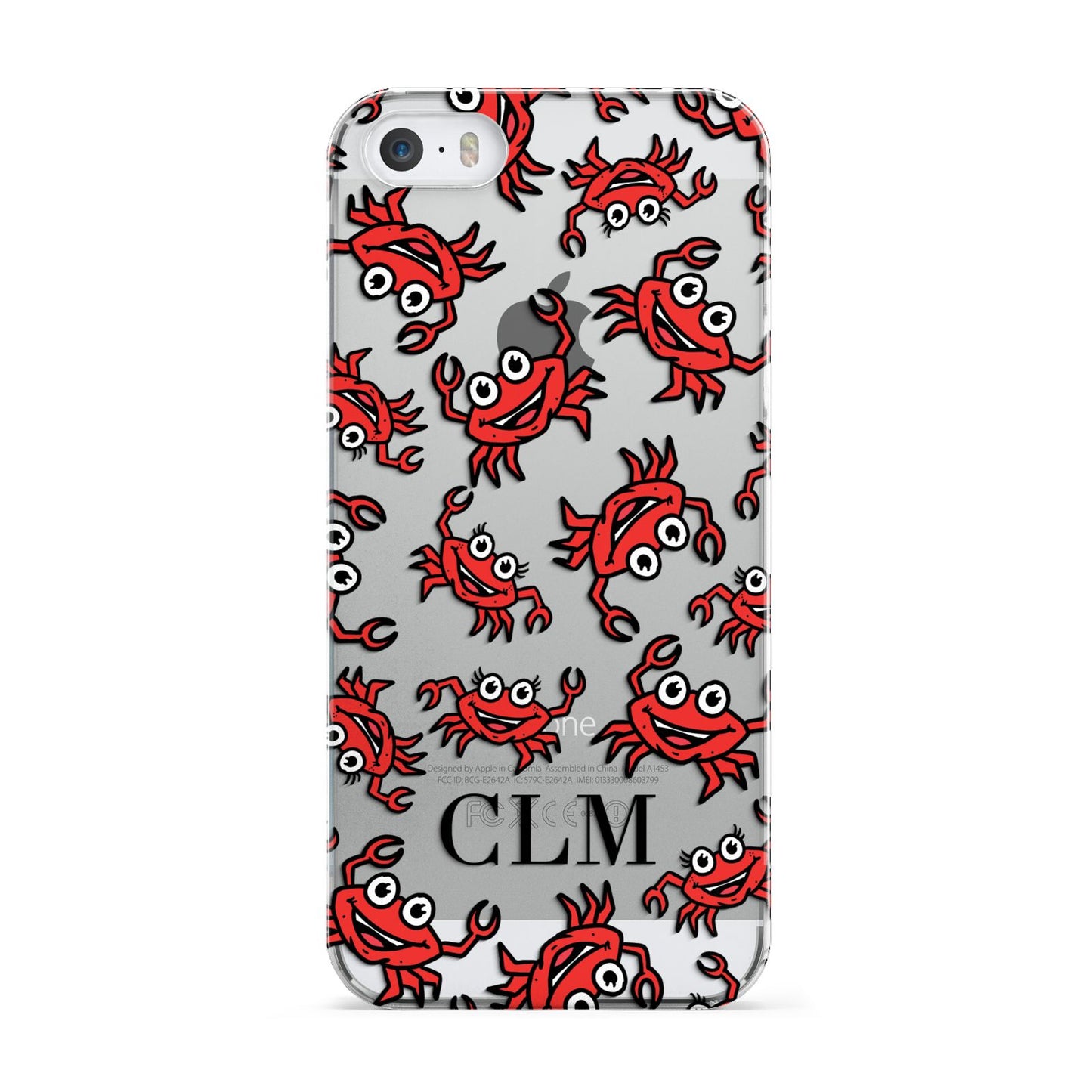 Personalised Crab Initials Clear Apple iPhone 5 Case