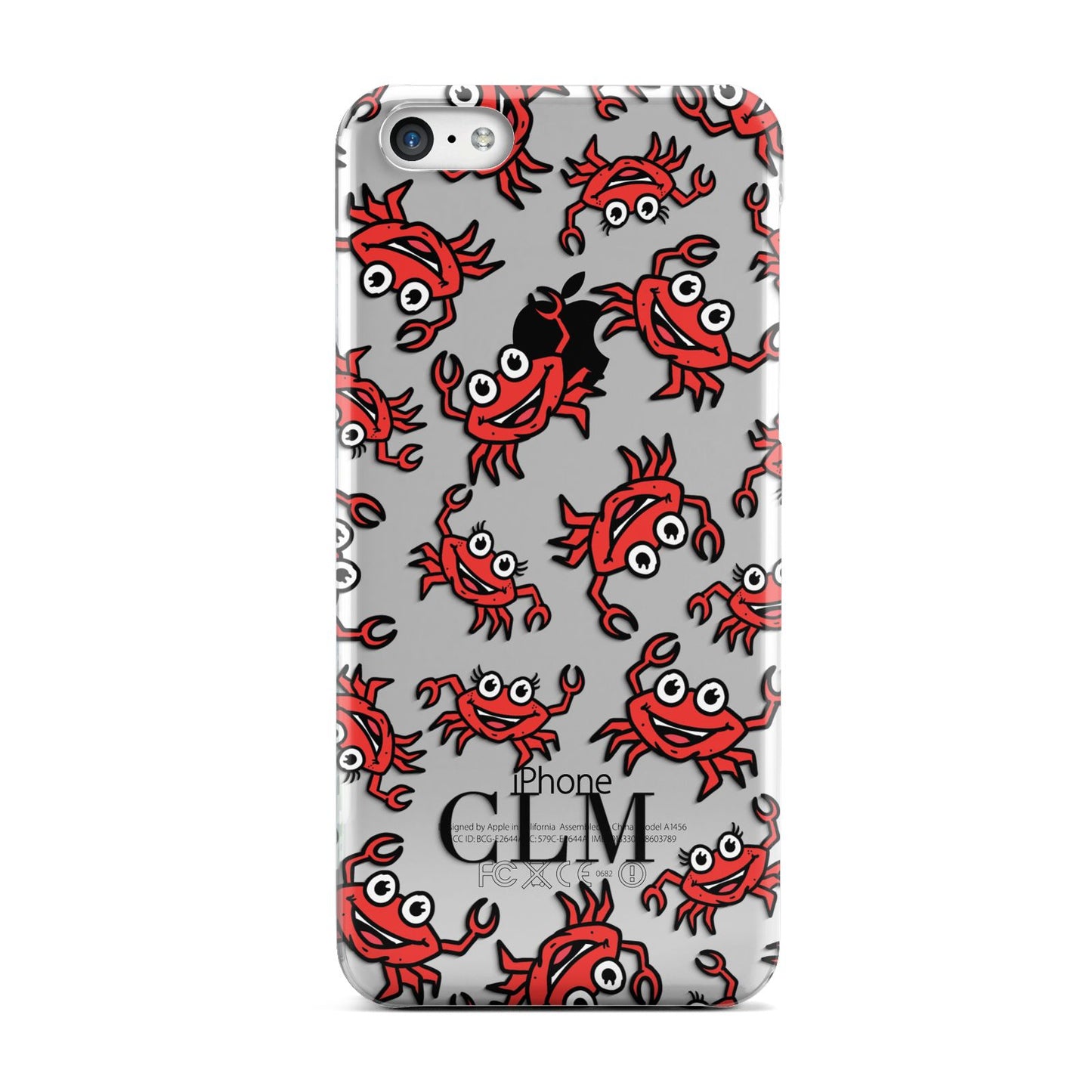 Personalised Crab Initials Clear Apple iPhone 5c Case