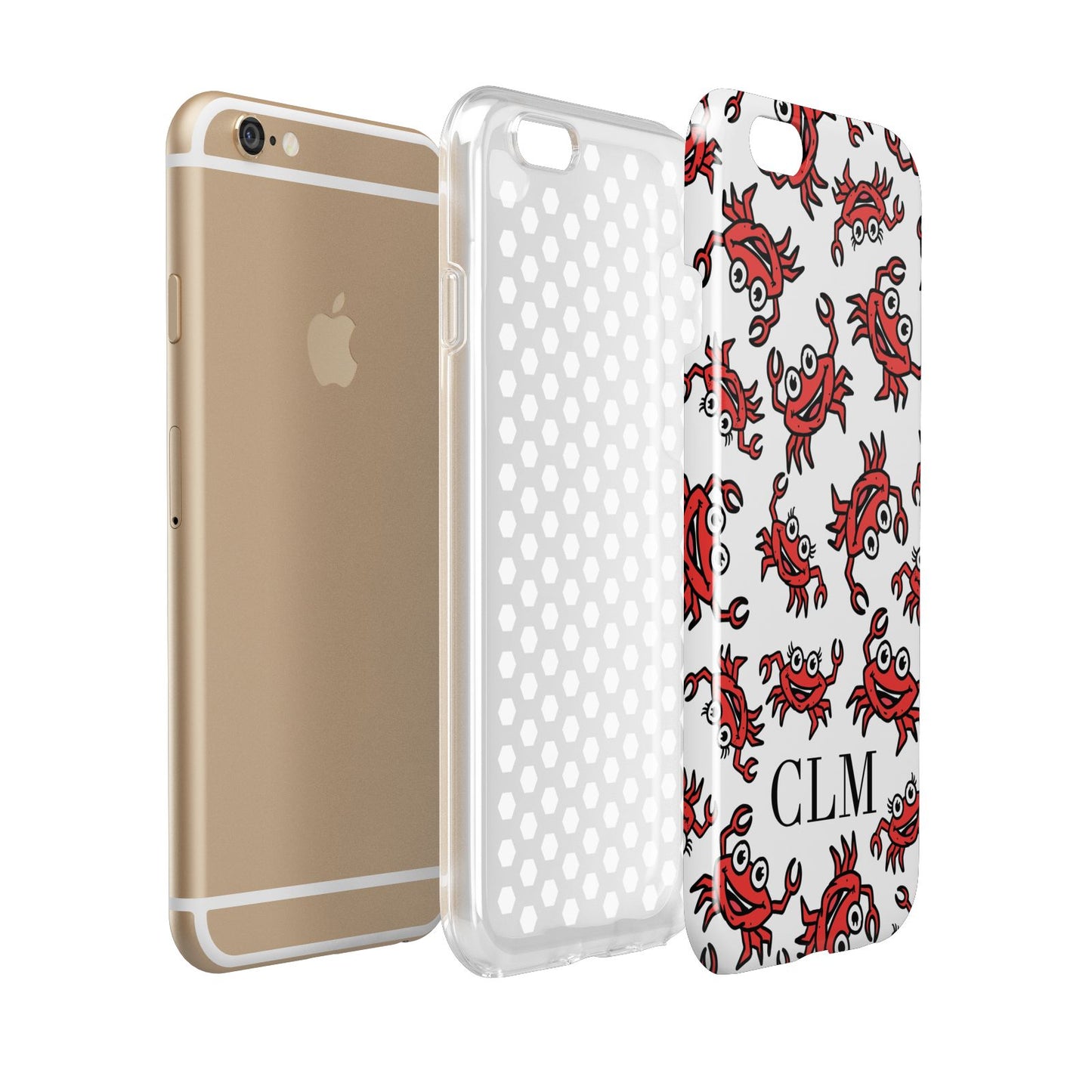 Personalised Crab Initials Clear Apple iPhone 6 3D Tough Case Expanded view