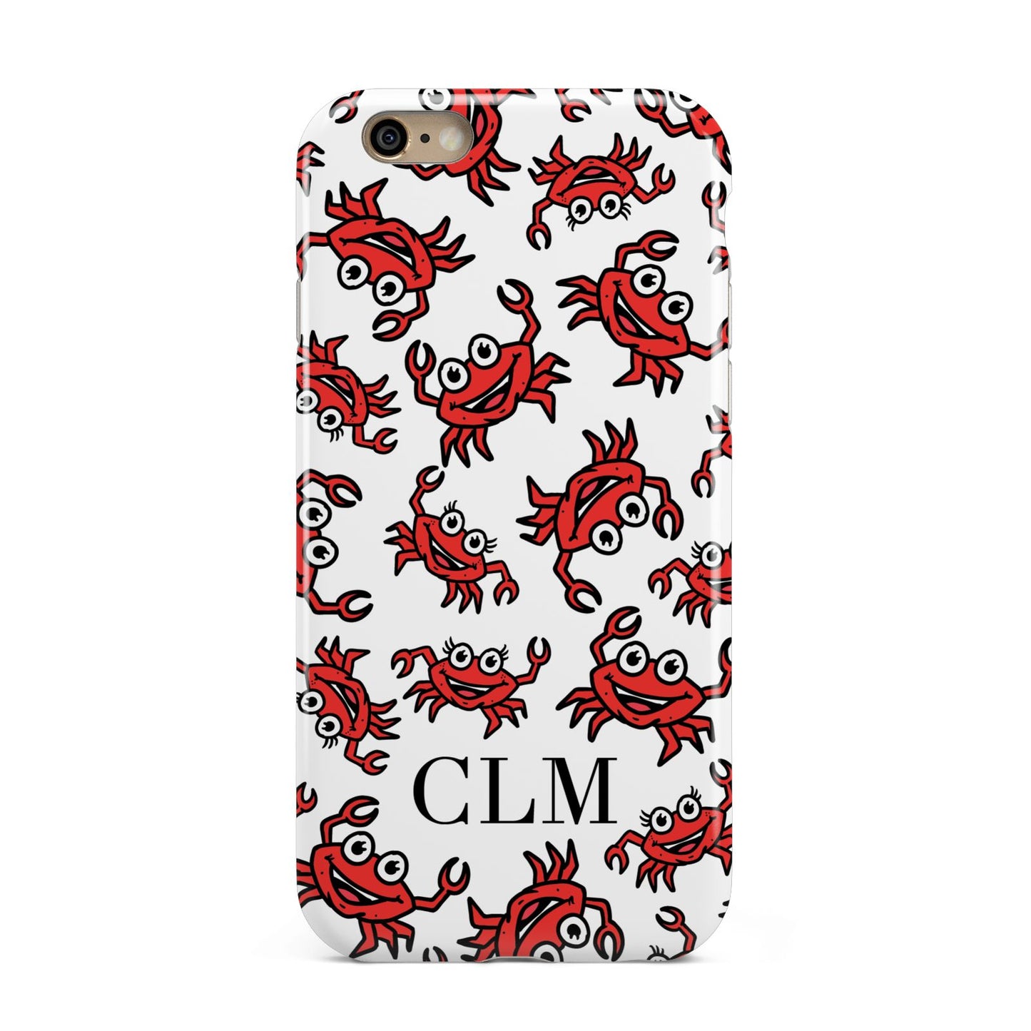 Personalised Crab Initials Clear Apple iPhone 6 3D Tough Case