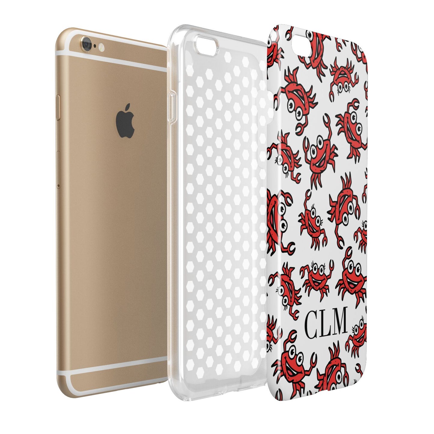 Personalised Crab Initials Clear Apple iPhone 6 Plus 3D Tough Case Expand Detail Image