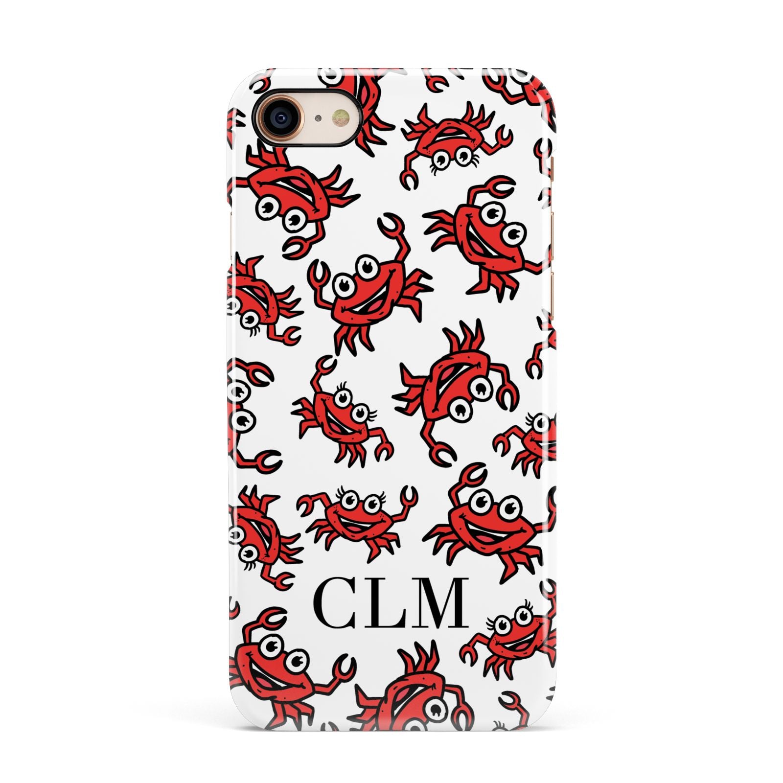 Personalised Crab Initials Clear Apple iPhone 7 8 3D Snap Case