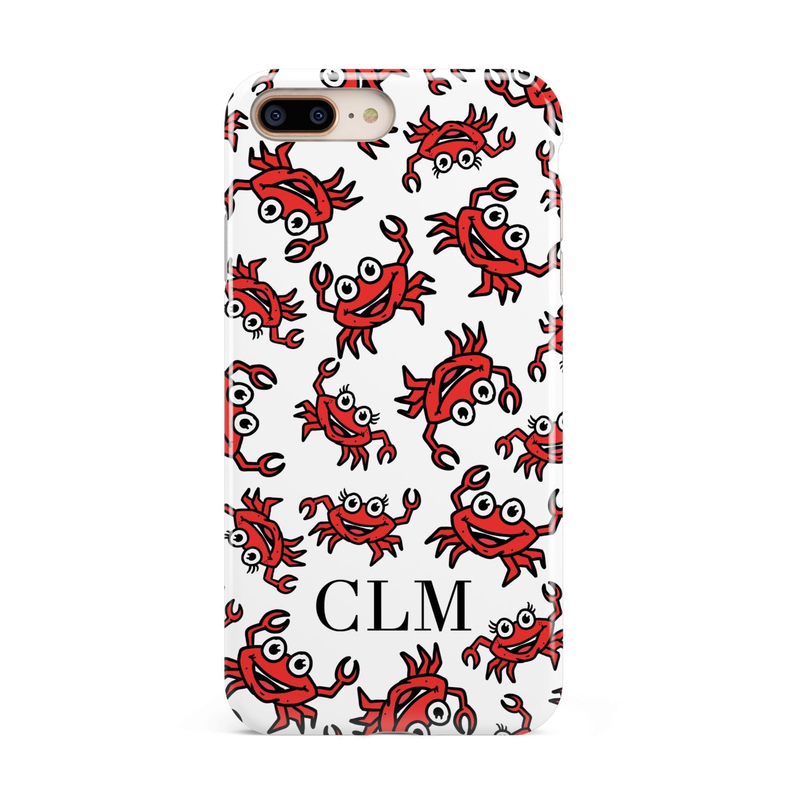 Personalised Crab Initials Clear Apple iPhone 7 8 Plus 3D Tough Case