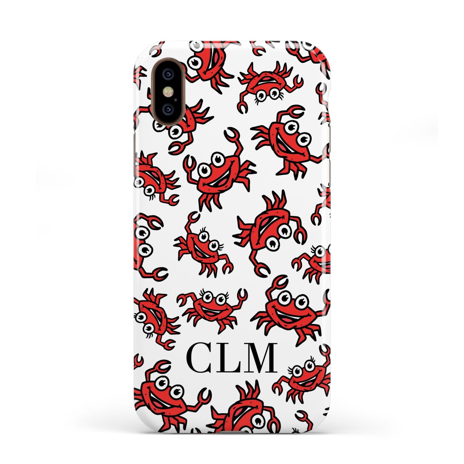 Personalised Crab Initials Clear Apple iPhone XS 3D Tough