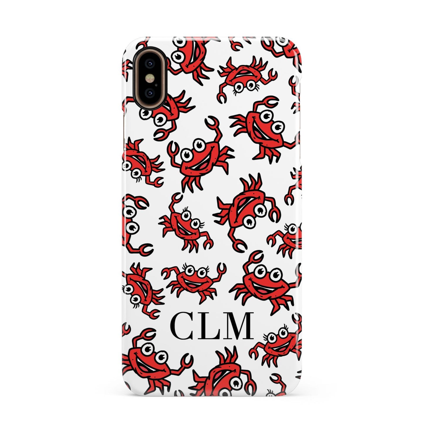 Personalised Crab Initials Clear Apple iPhone Xs Max 3D Snap Case