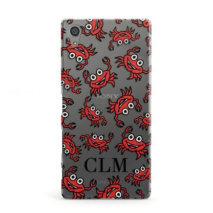 Personalised Crab Initials Clear Sony Xperia Case