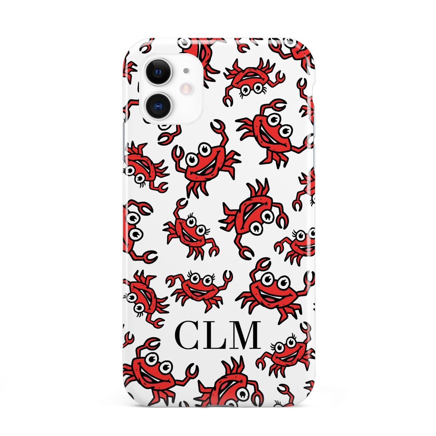 Personalised Crab Initials Clear iPhone 11 3D Tough Case