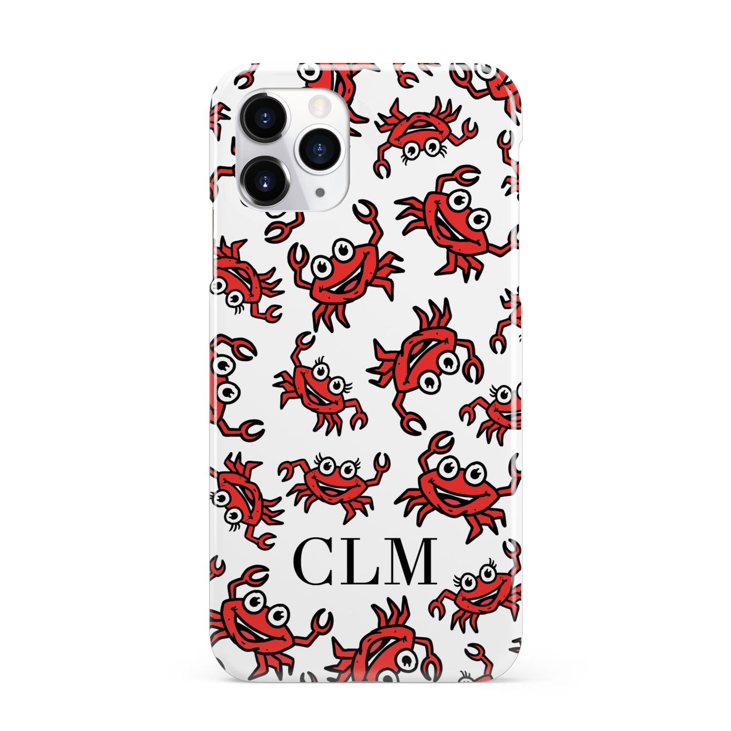 Personalised Crab Initials Clear iPhone 11 Pro 3D Snap Case