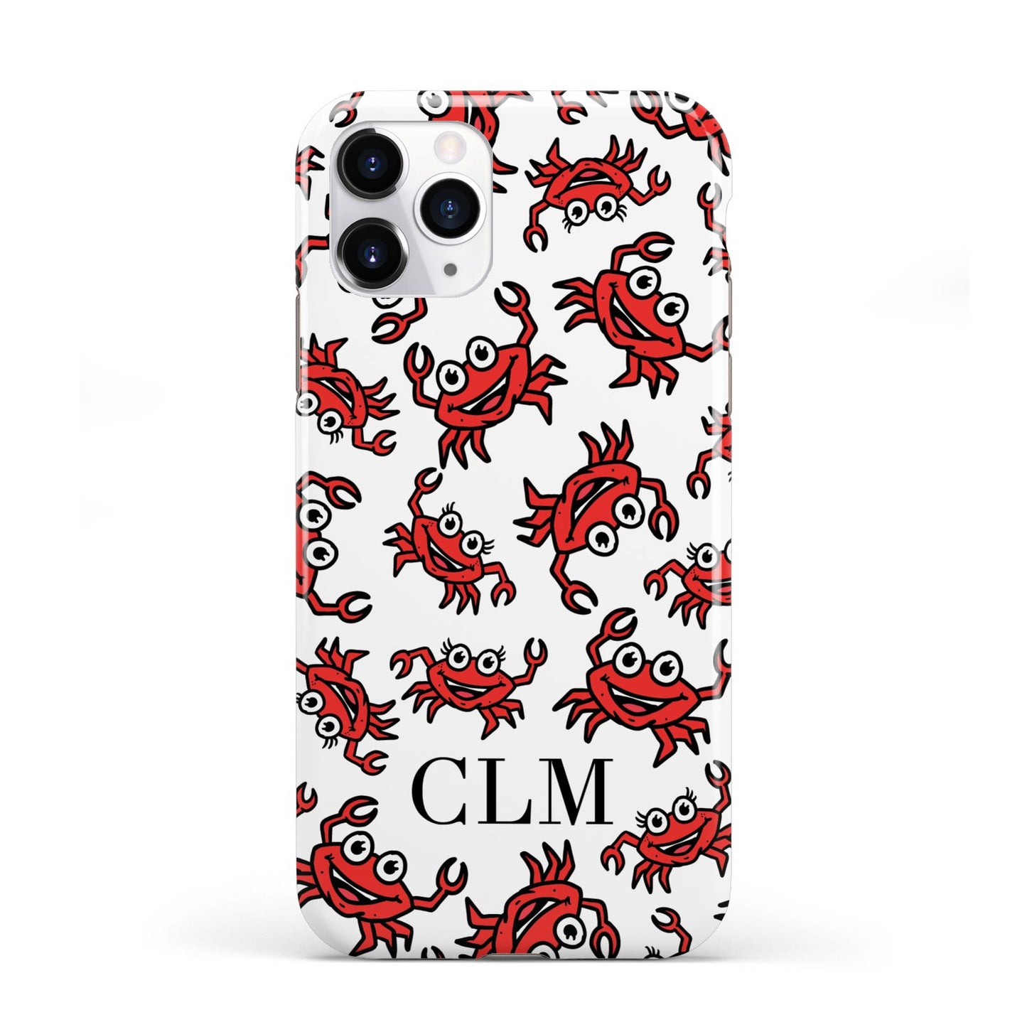 Personalised Crab Initials Clear iPhone 11 Pro 3D Tough Case