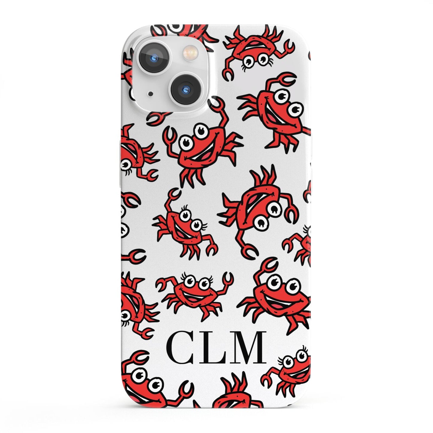 Personalised Crab Initials Clear iPhone 13 Full Wrap 3D Snap Case