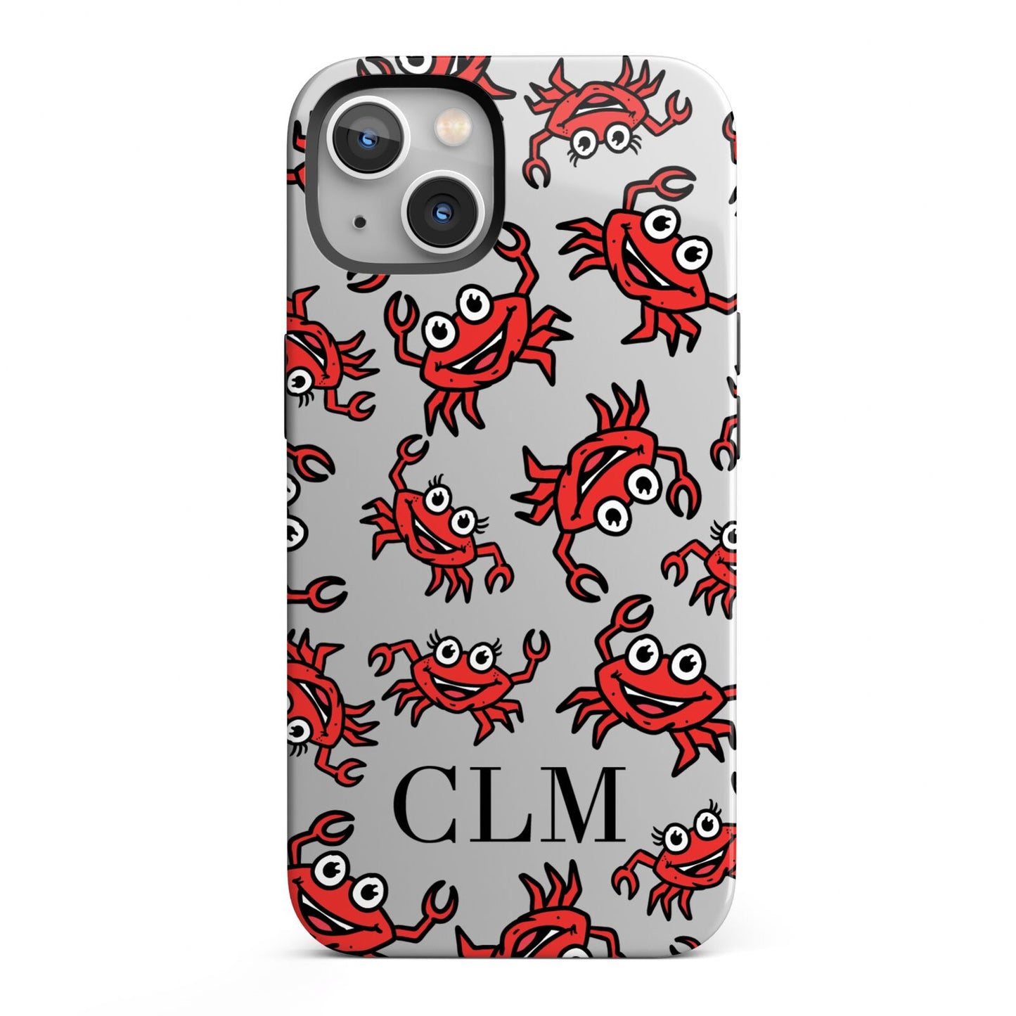 Personalised Crab Initials Clear iPhone 13 Full Wrap 3D Tough Case