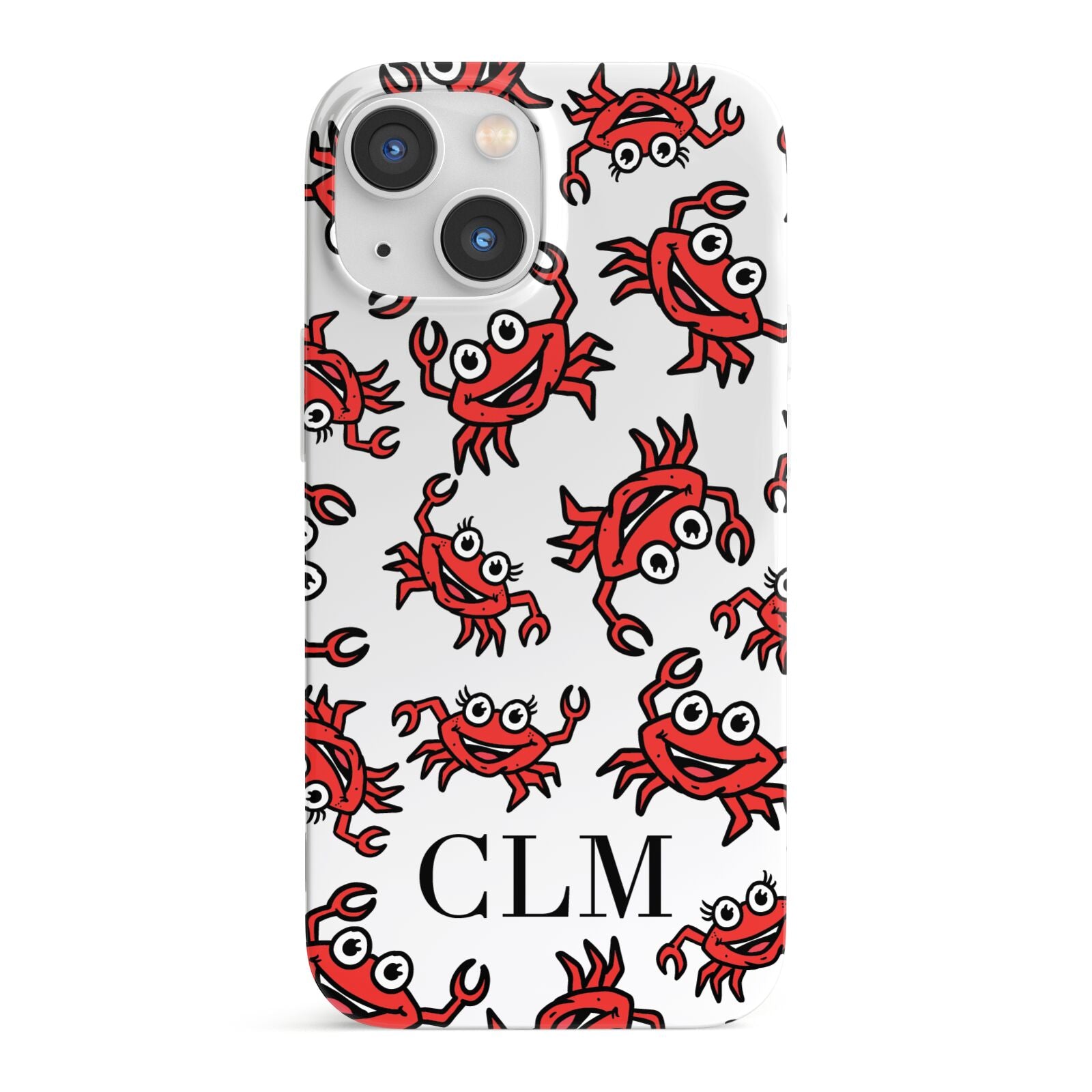 Personalised Crab Initials Clear iPhone 13 Mini Full Wrap 3D Snap Case
