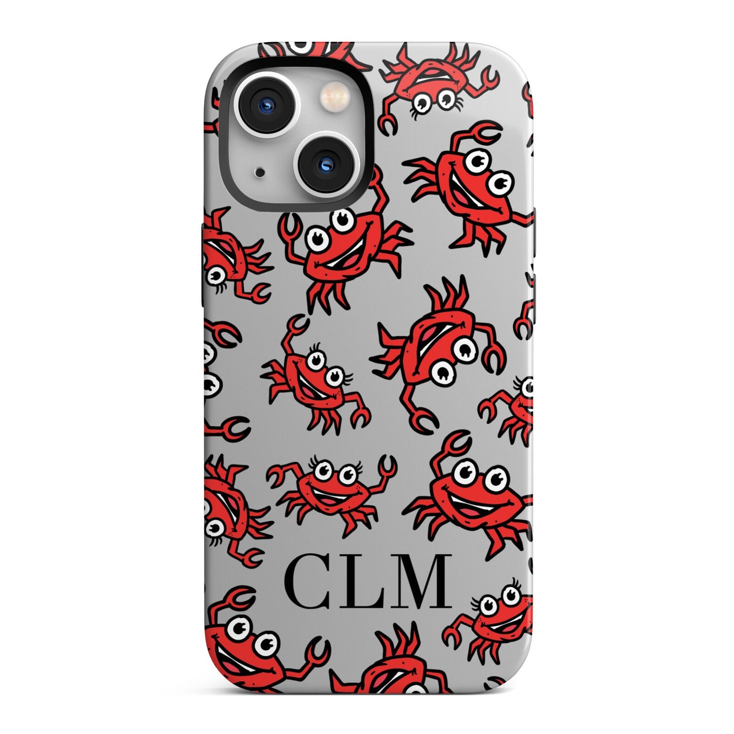 Personalised Crab Initials Clear iPhone 13 Mini Full Wrap 3D Tough Case