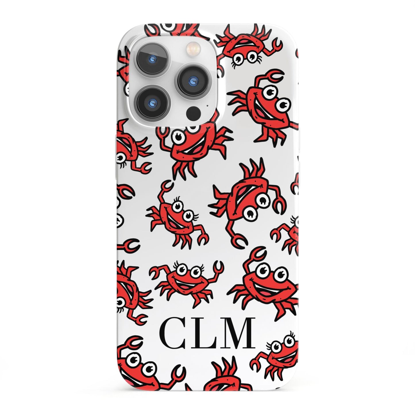 Personalised Crab Initials Clear iPhone 13 Pro Full Wrap 3D Snap Case