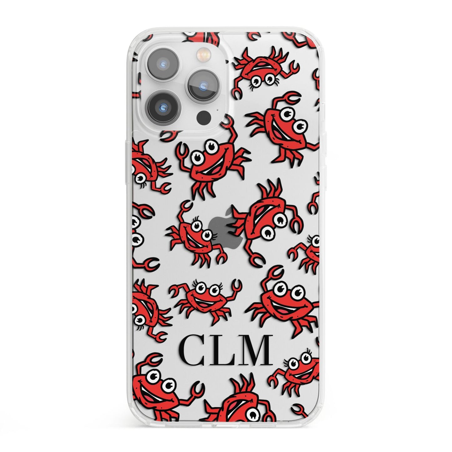 Personalised Crab Initials Clear iPhone 13 Pro Max Clear Bumper Case