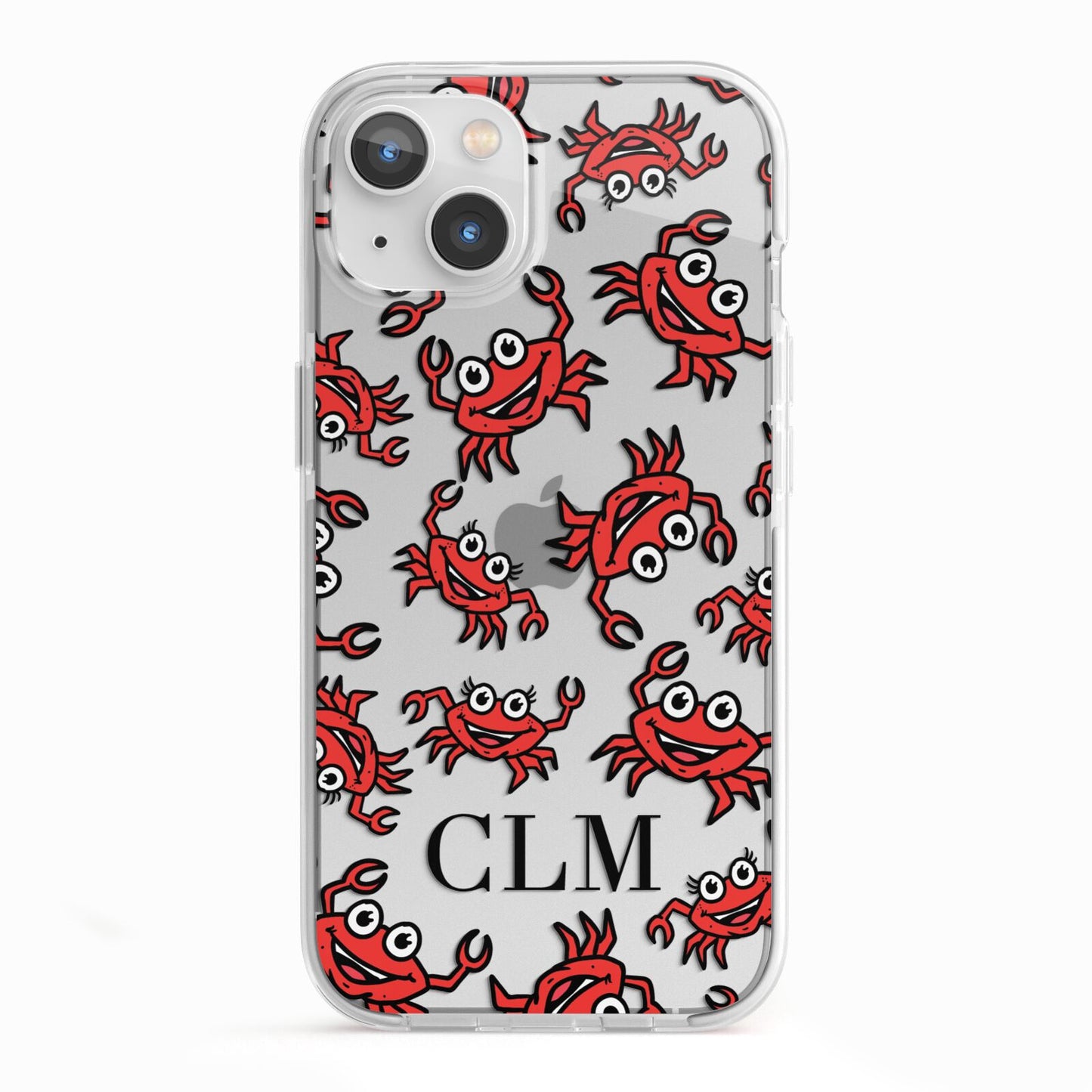 Personalised Crab Initials Clear iPhone 13 TPU Impact Case with White Edges