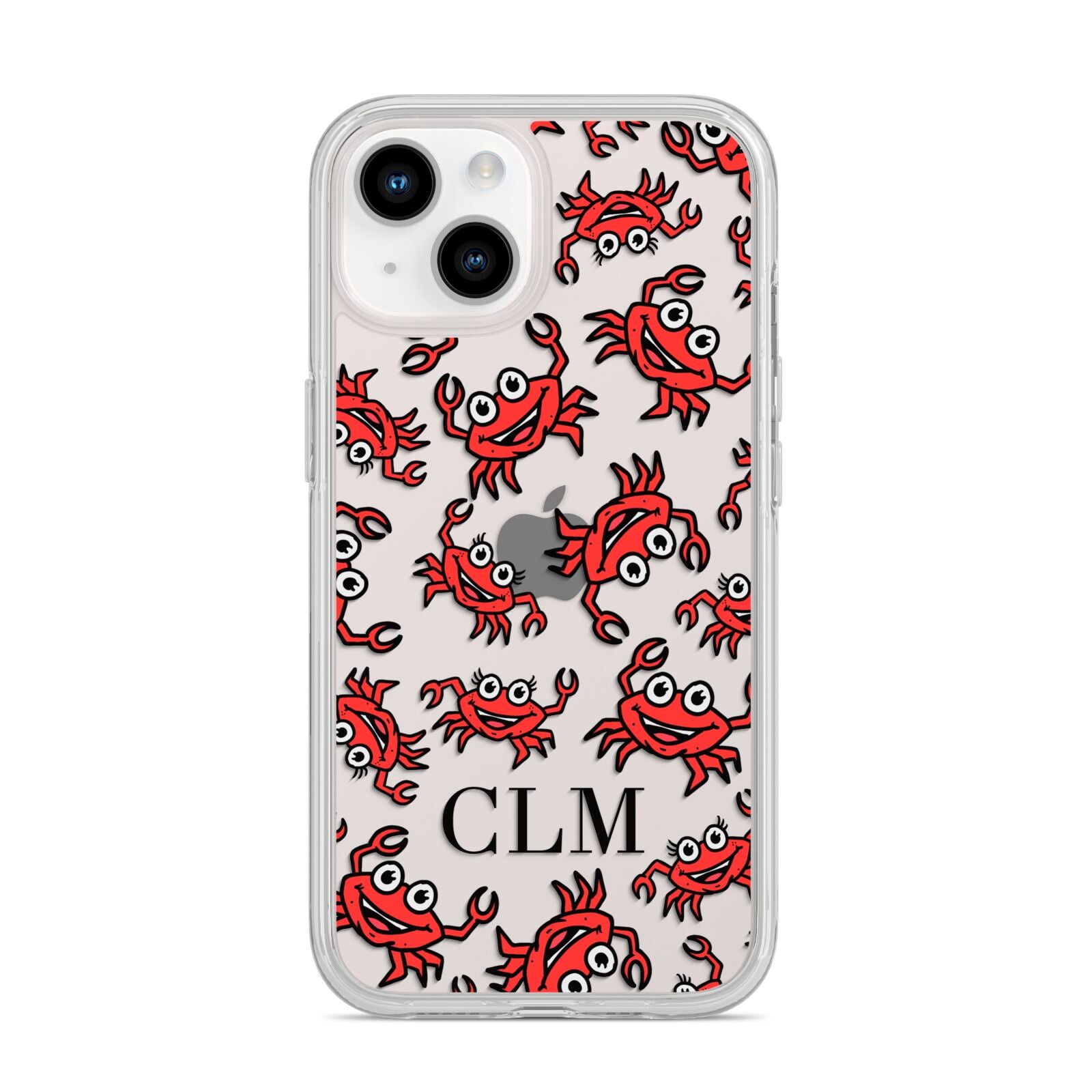 Personalised Crab Initials Clear iPhone 14 Clear Tough Case Starlight