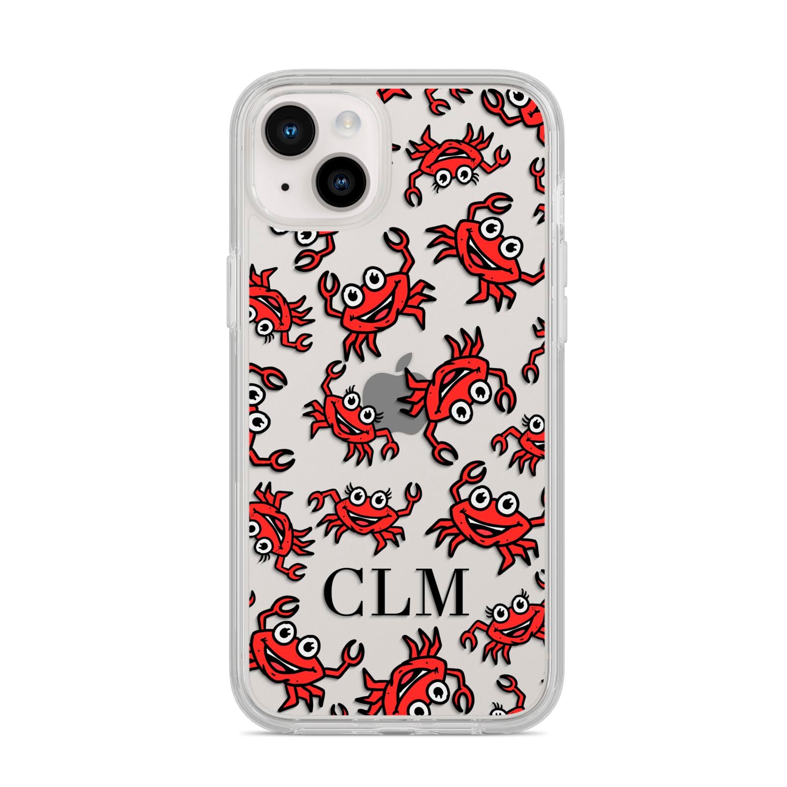Personalised Crab Initials Clear iPhone 14 Plus Clear Tough Case Starlight
