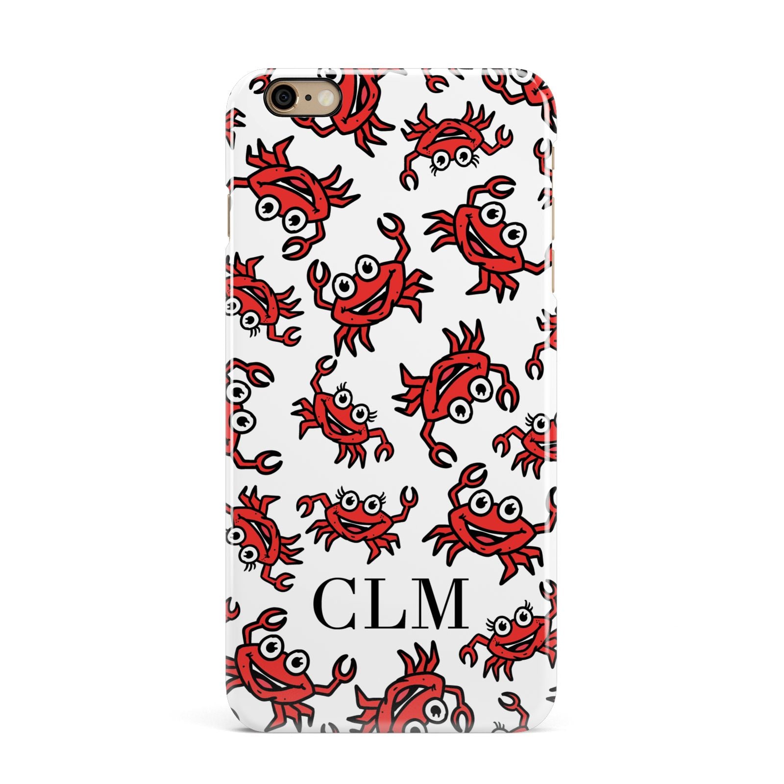 Personalised Crab Initials Clear iPhone 6 Plus 3D Snap Case on Gold Phone