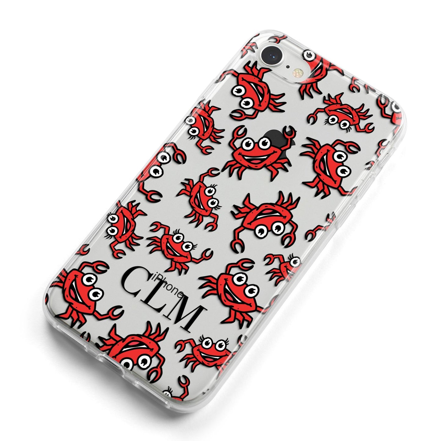 Personalised Crab Initials Clear iPhone 8 Bumper Case on Silver iPhone Alternative Image