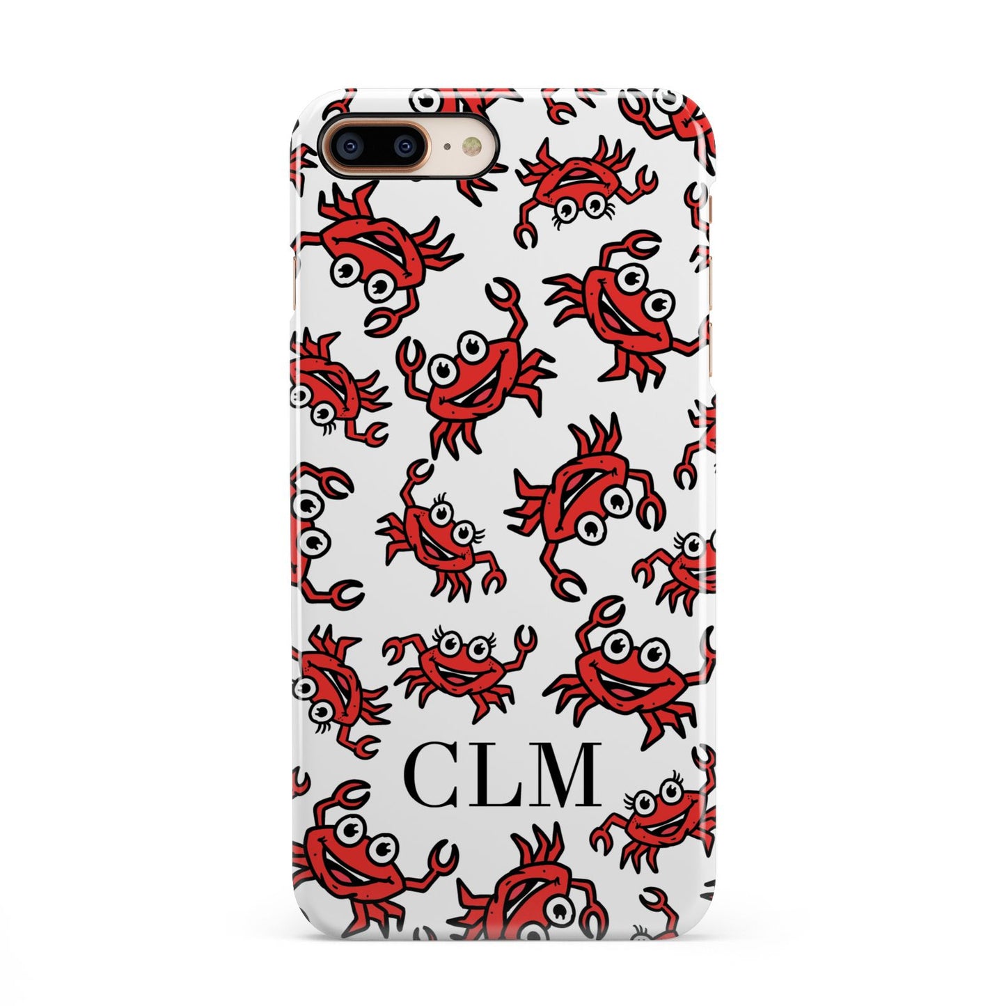 Personalised Crab Initials Clear iPhone 8 Plus 3D Snap Case on Gold Phone