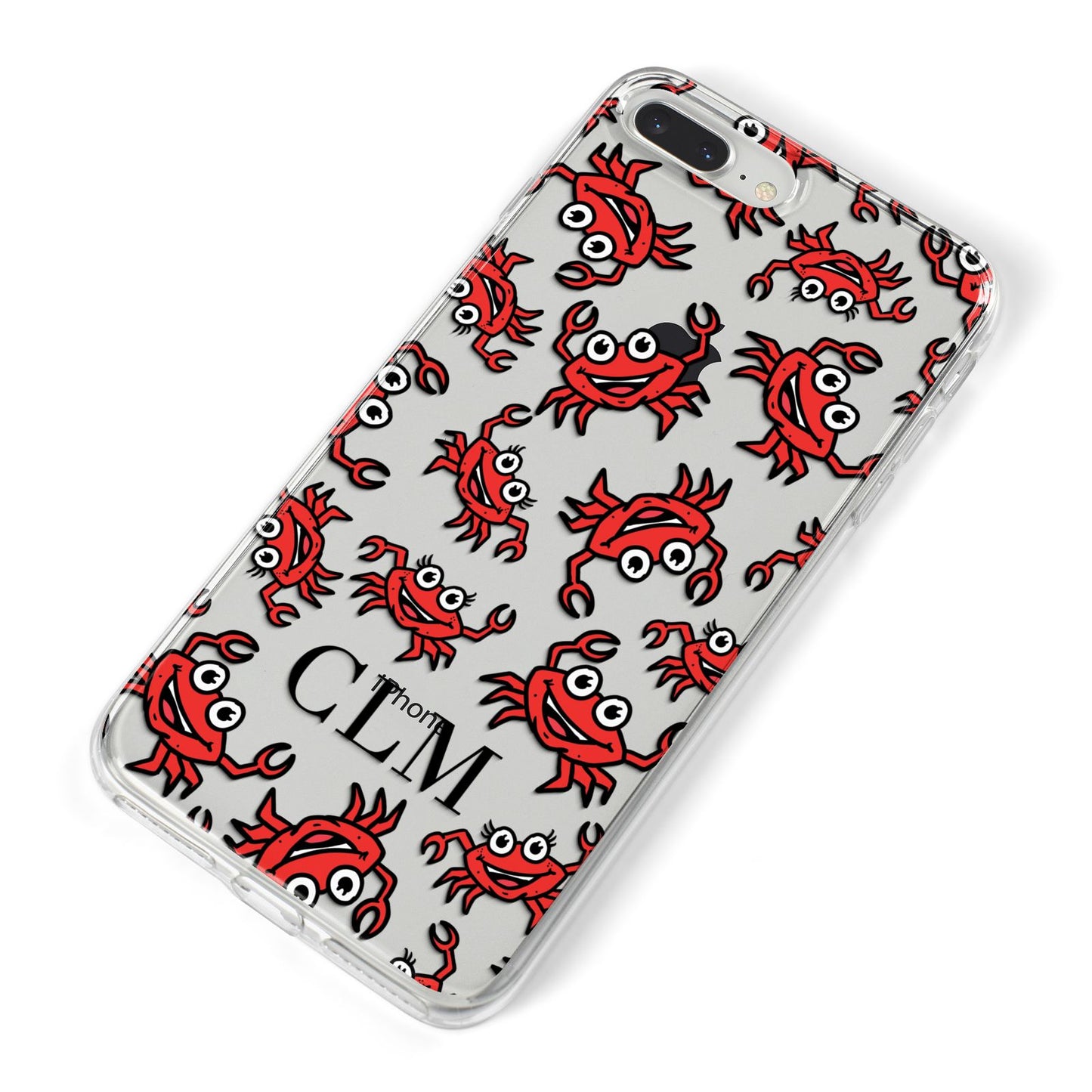 Personalised Crab Initials Clear iPhone 8 Plus Bumper Case on Silver iPhone Alternative Image