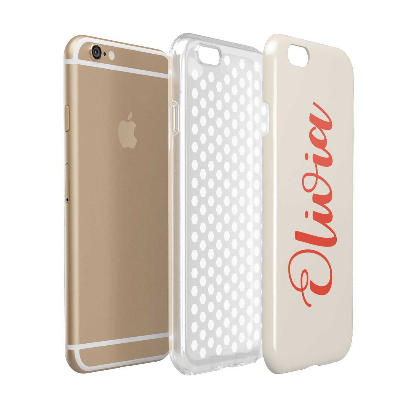 Personalised Cream Red Name Apple iPhone 6 3D Tough Case Expanded view