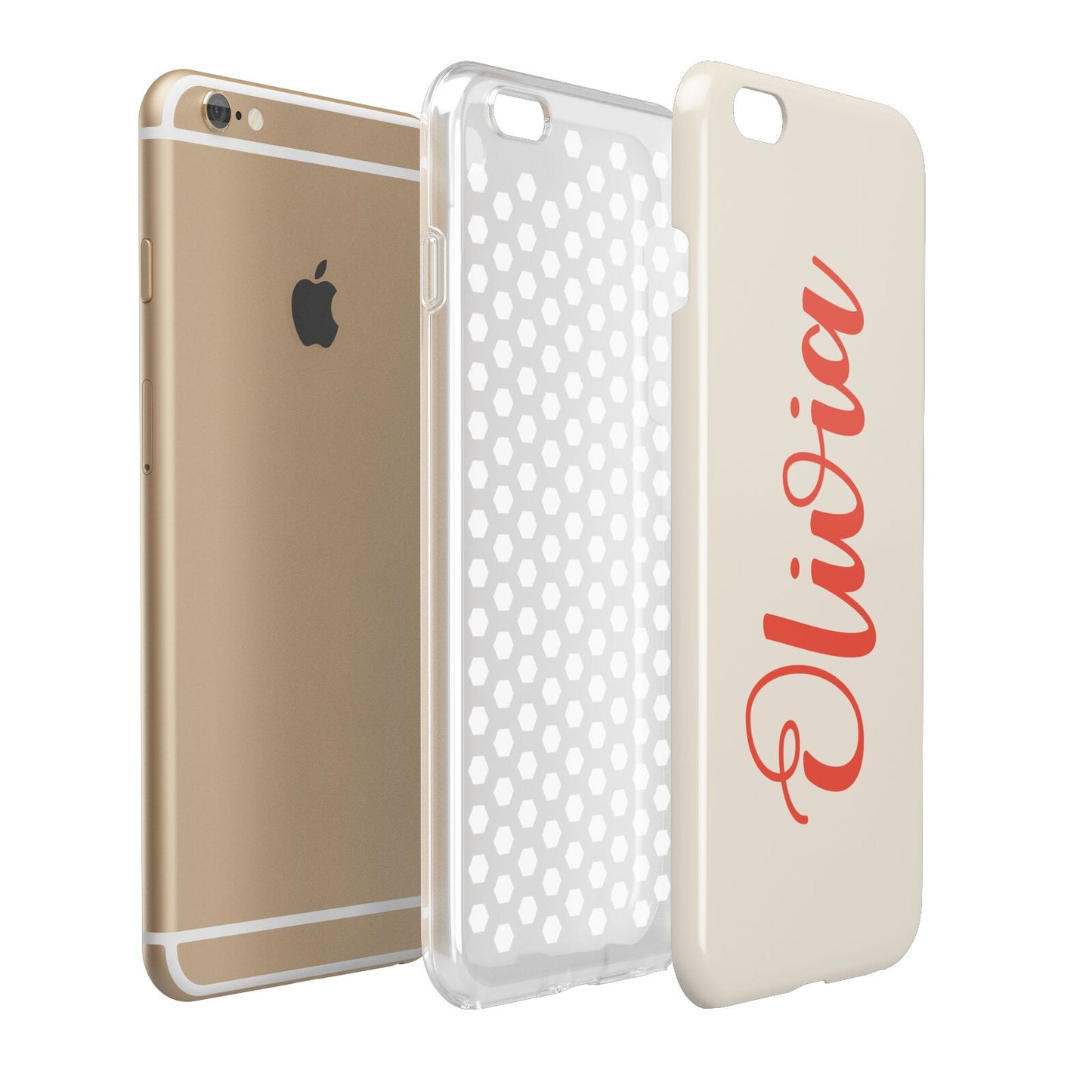 Personalised Cream Red Name Apple iPhone 6 Plus 3D Tough Case Expand Detail Image