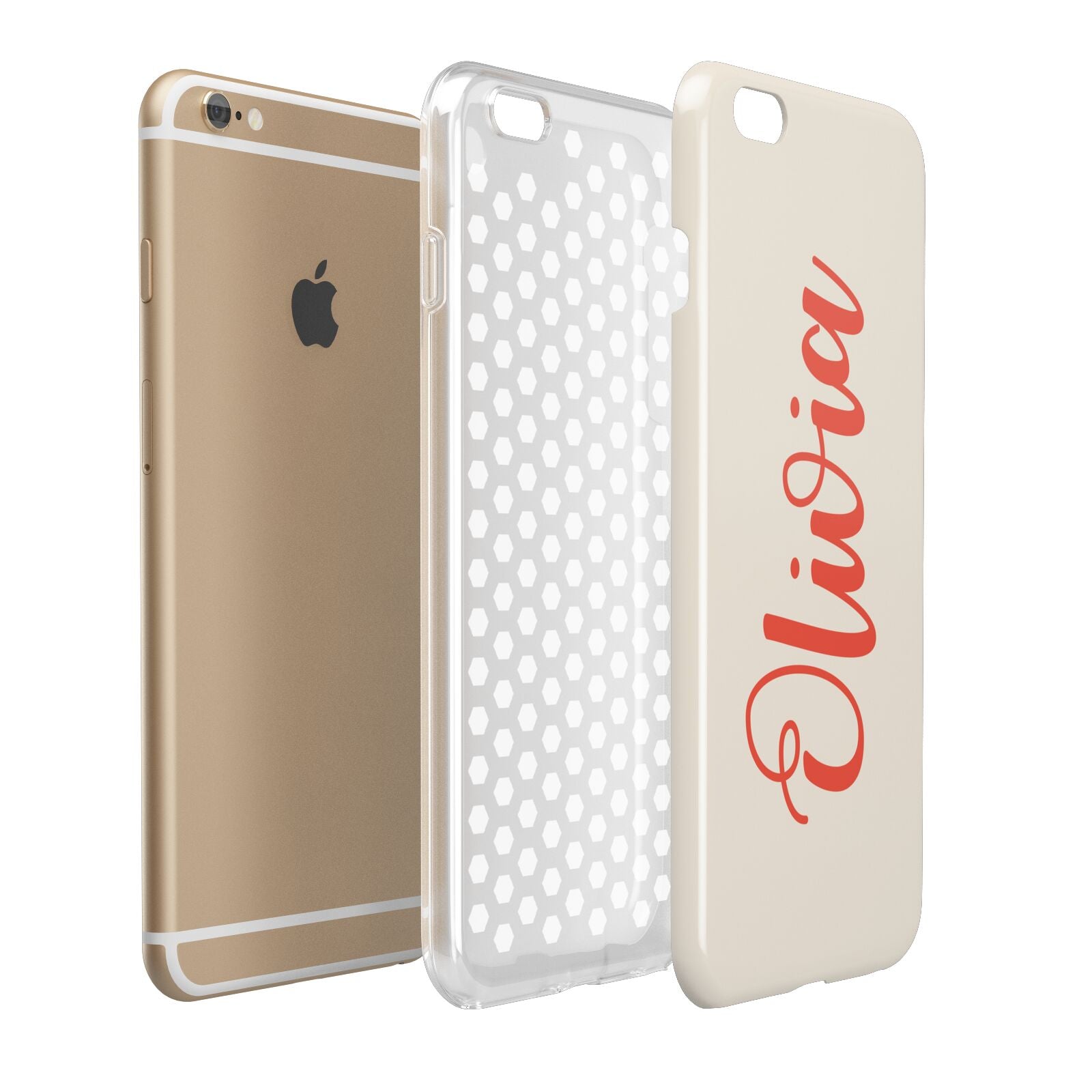 Personalised Cream Red Name Apple iPhone 6 Plus 3D Tough Case Expand Detail Image